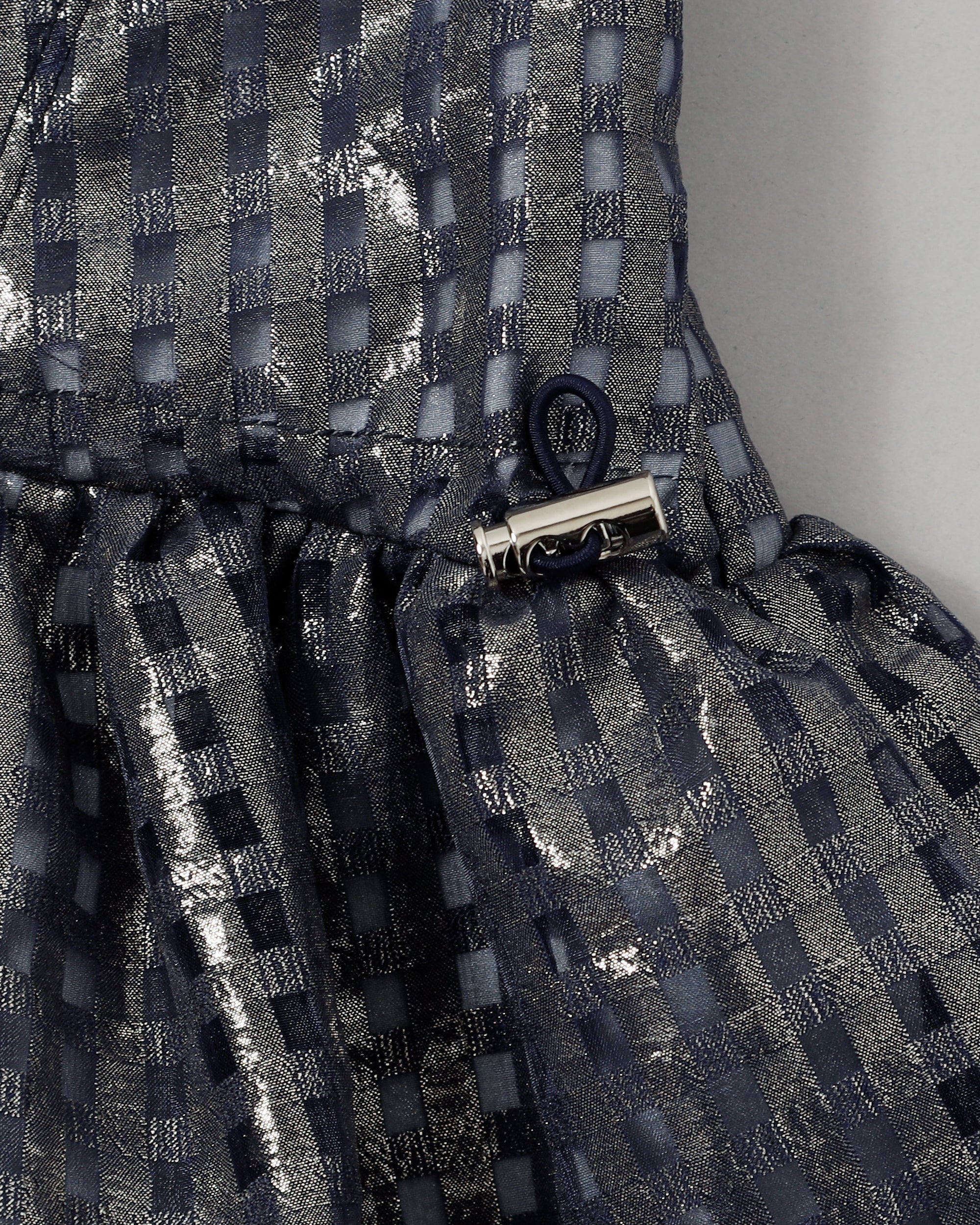 Metallic gingham balloon tunic