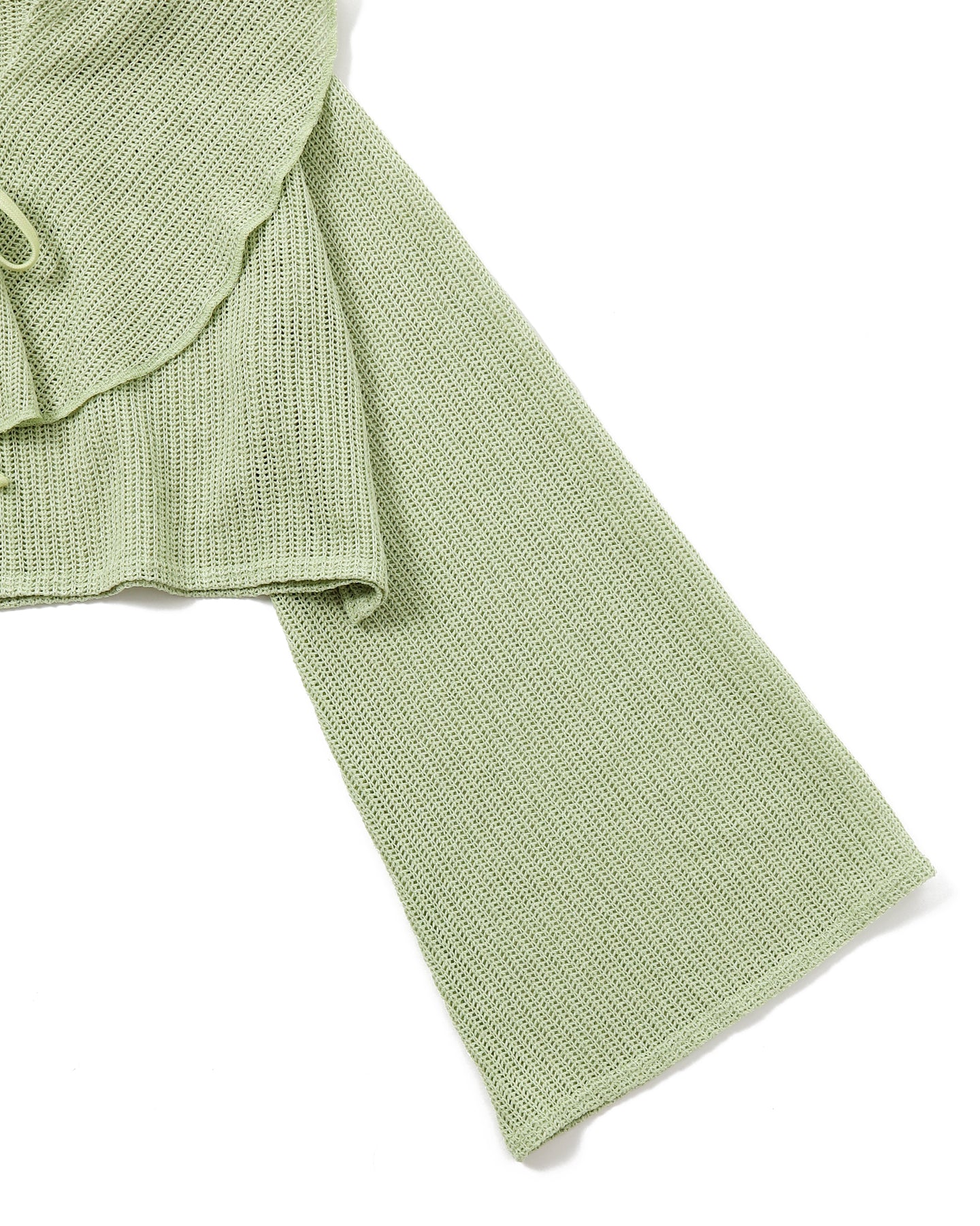 Raffle collar loose cardigan (Green) – POPPY
