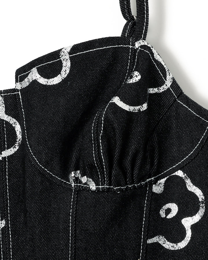 限定１時間セール‼️poppy SILVER FLOWER DENIM TUNIC Silver flower denim tunic – POPPY