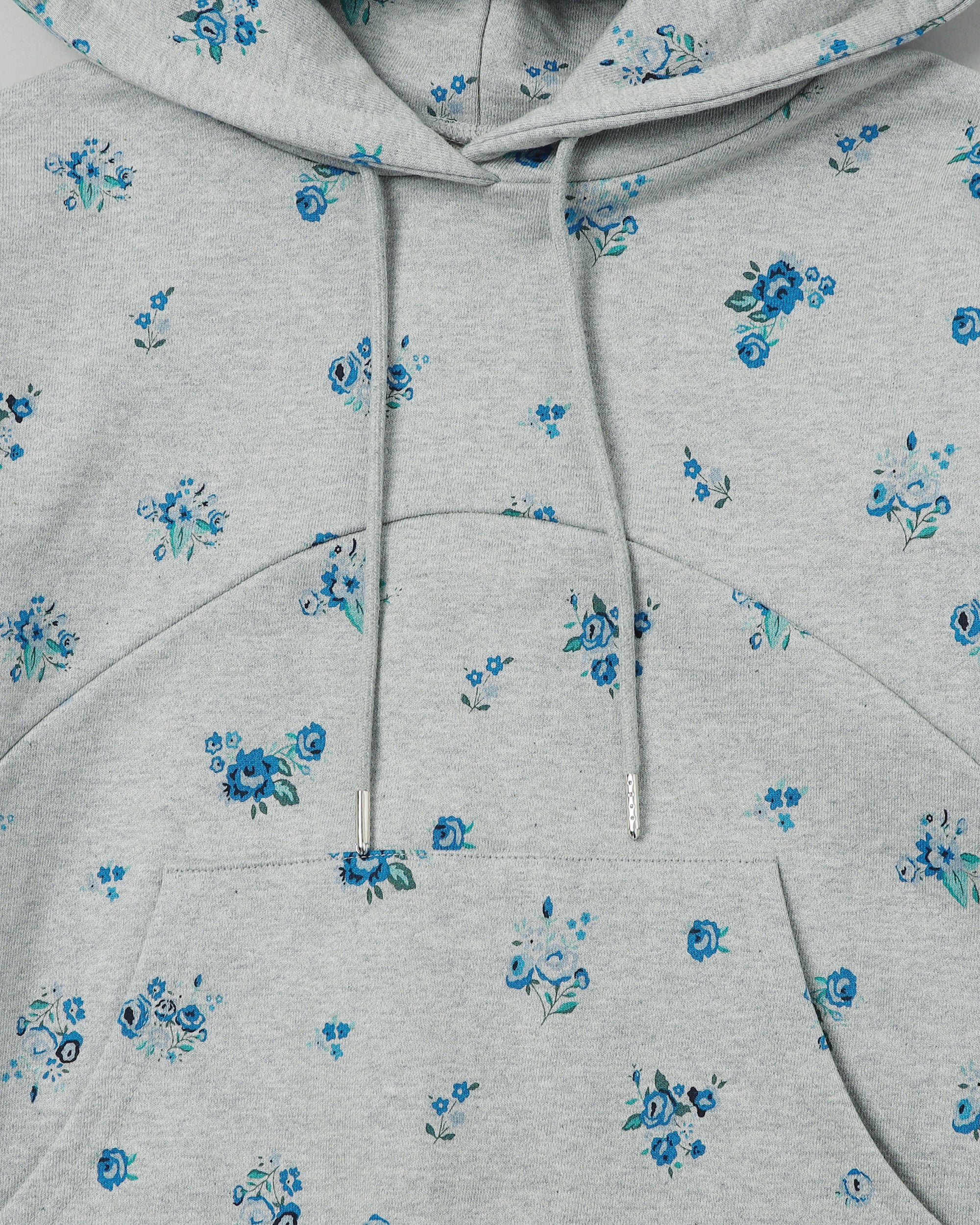 Blue flower print hoodie