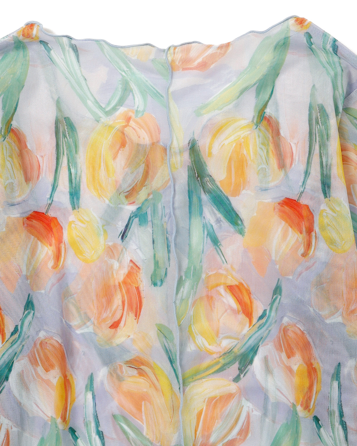 Orange tulip see-through tops (Crew neck)