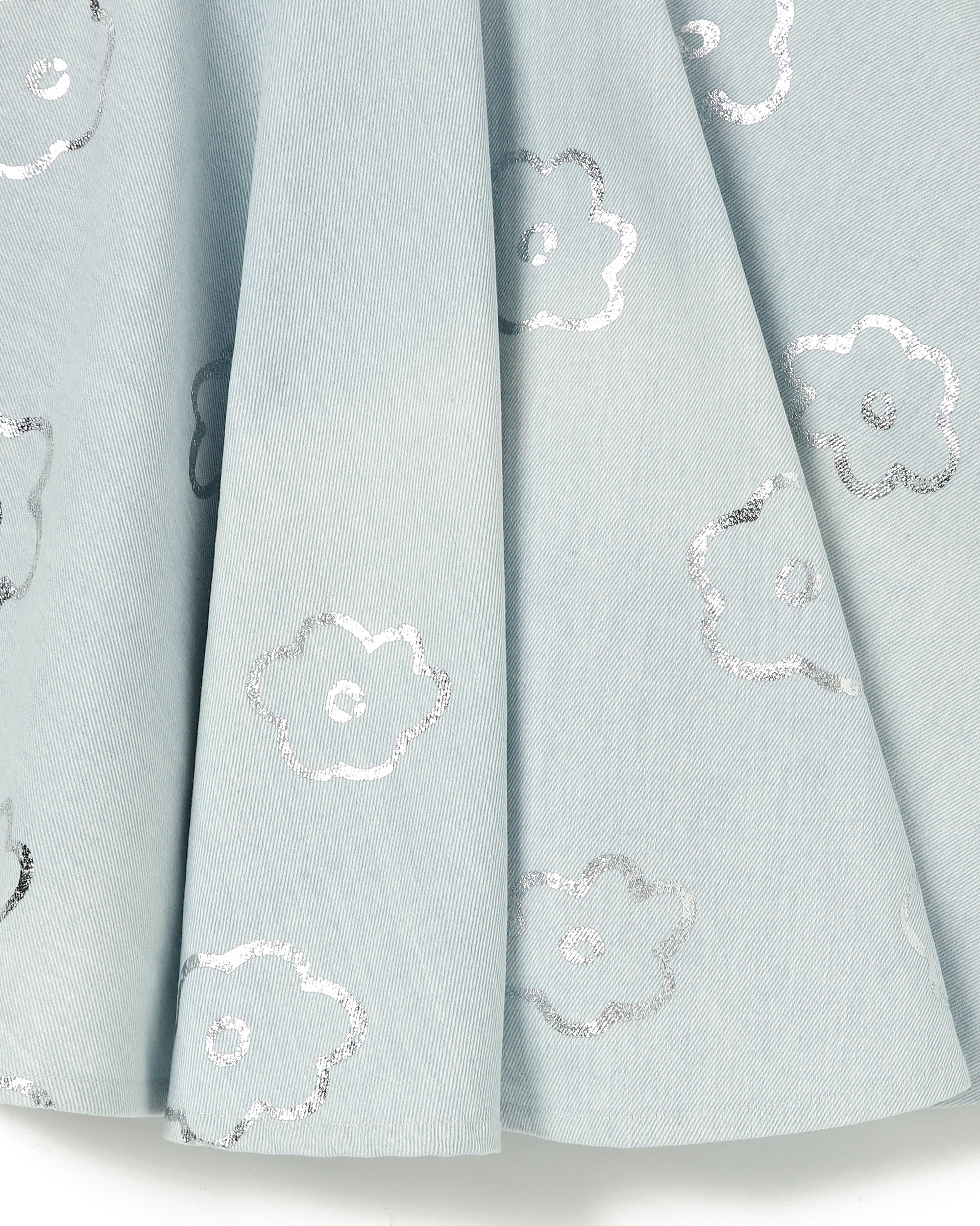 SILVER FLOWER DENIM TUNIC（LIGHT BLUE）