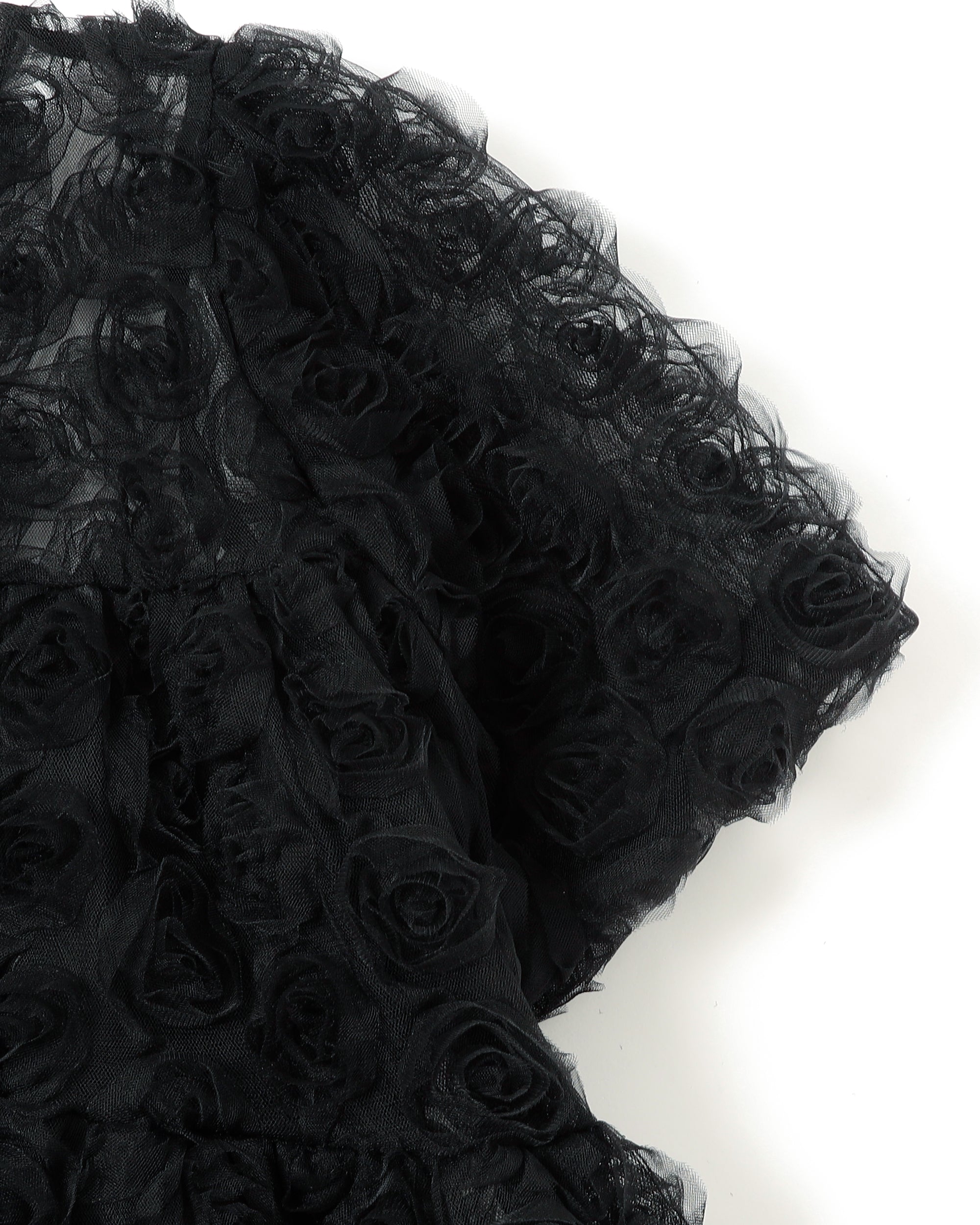 Flower tulle tiered bolero (black)