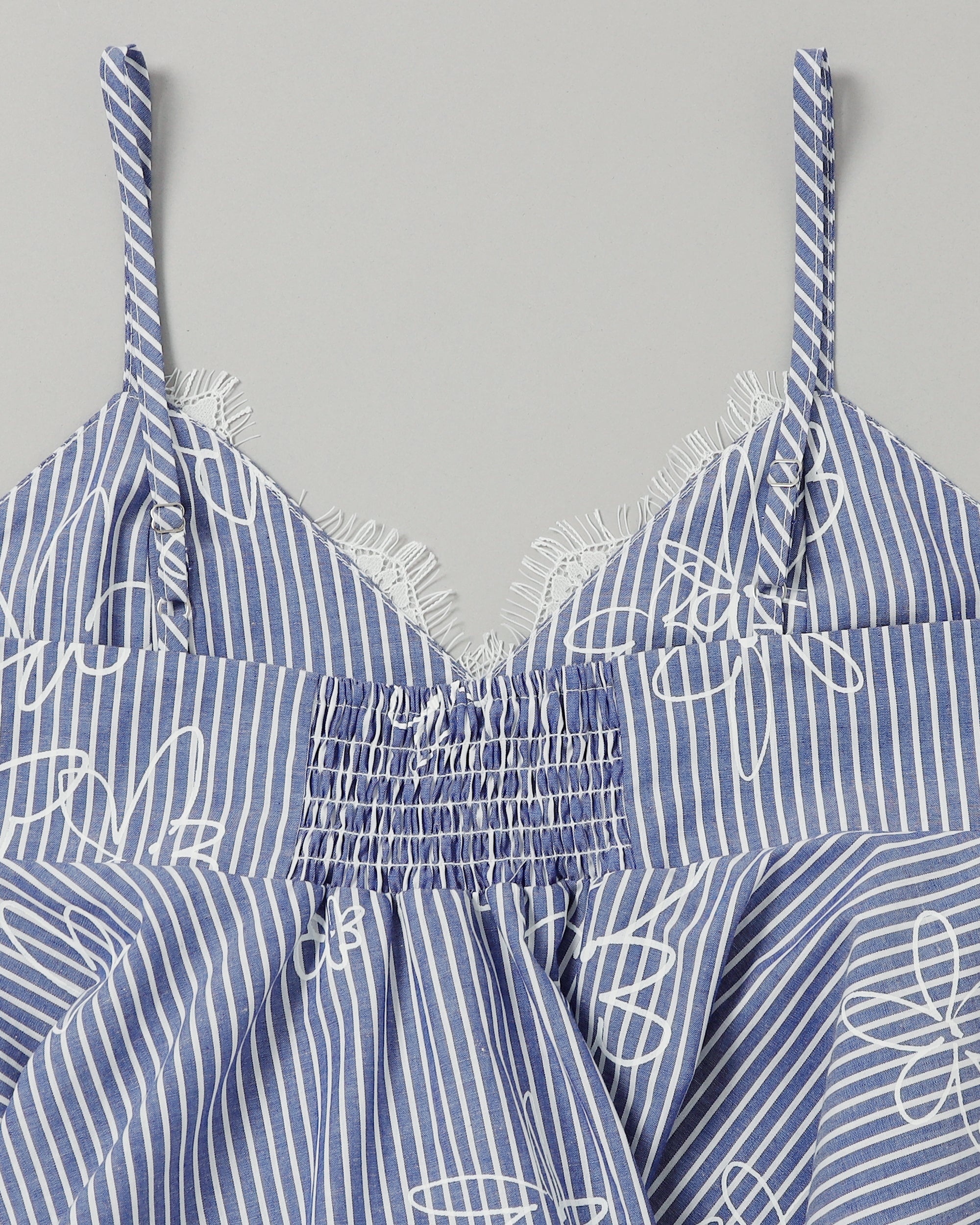Handkerchief hem tunic (blue stripe flower)