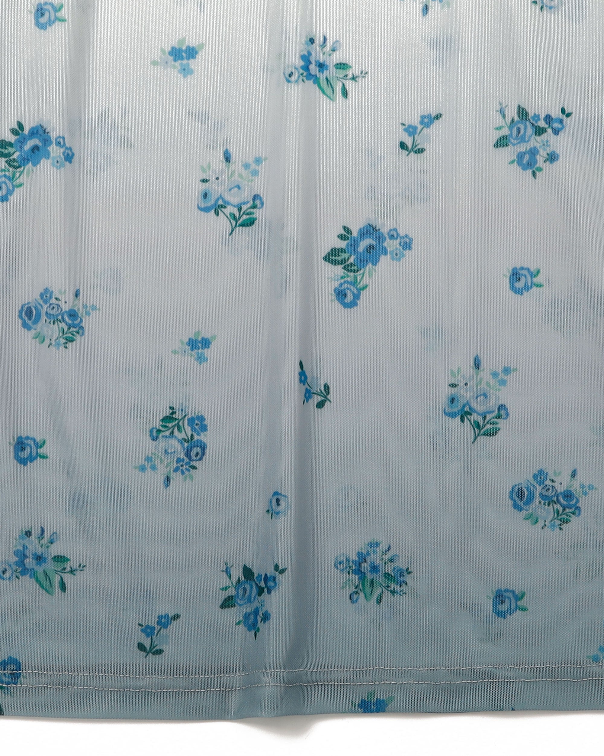 Blue flower gradation see-through tops