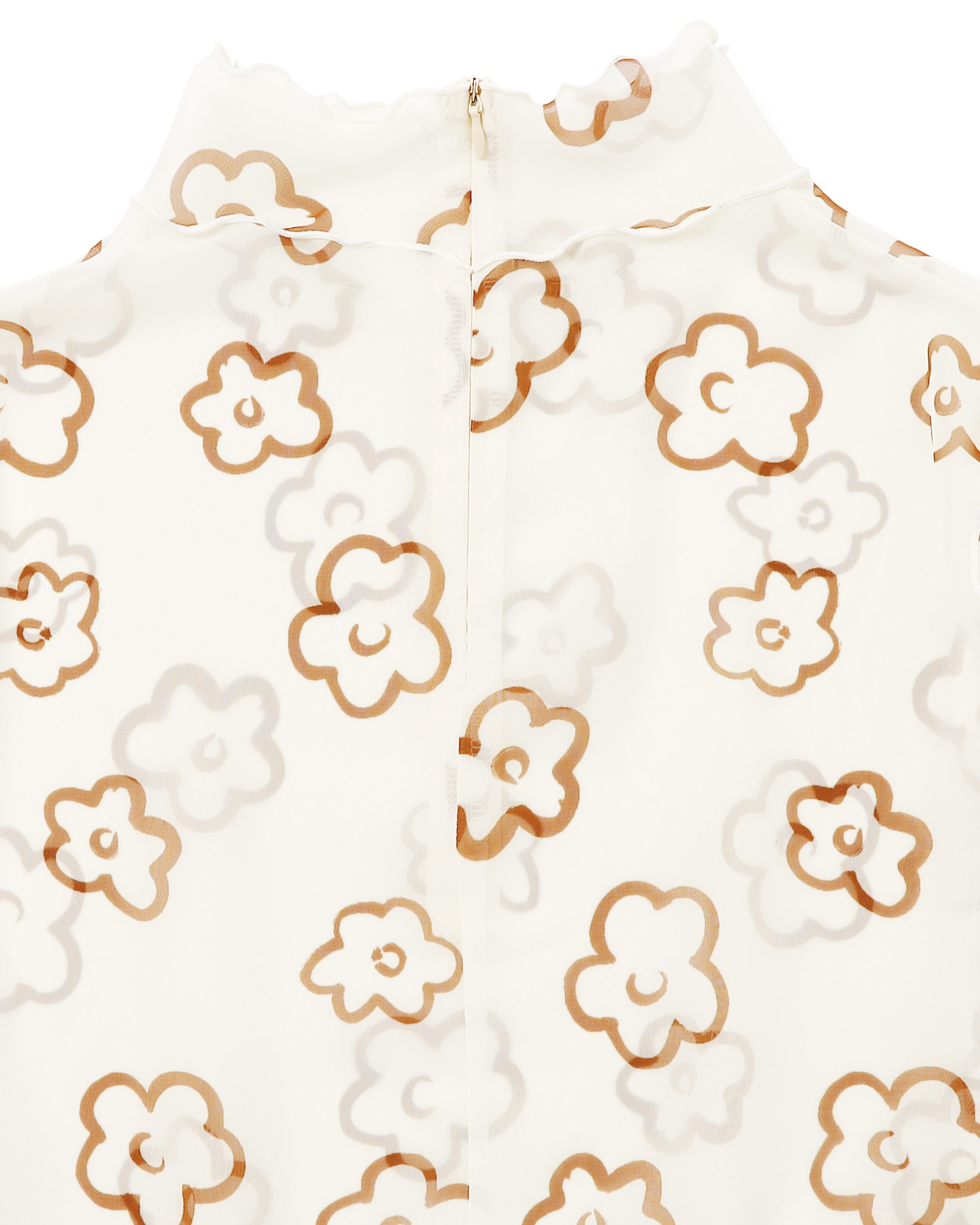 Flower graffiti see-through tops (Brown)