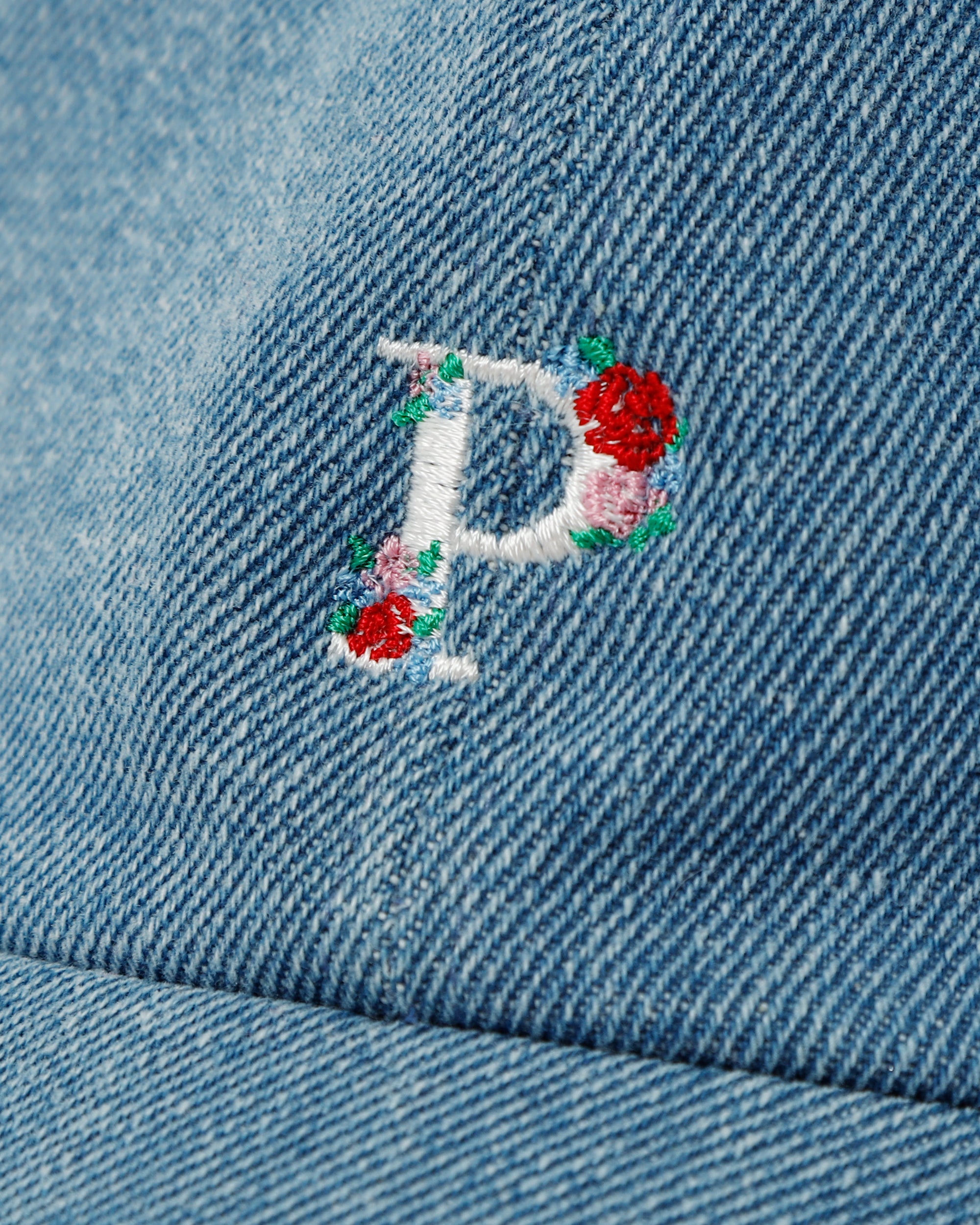 "P" embroidered denim cap