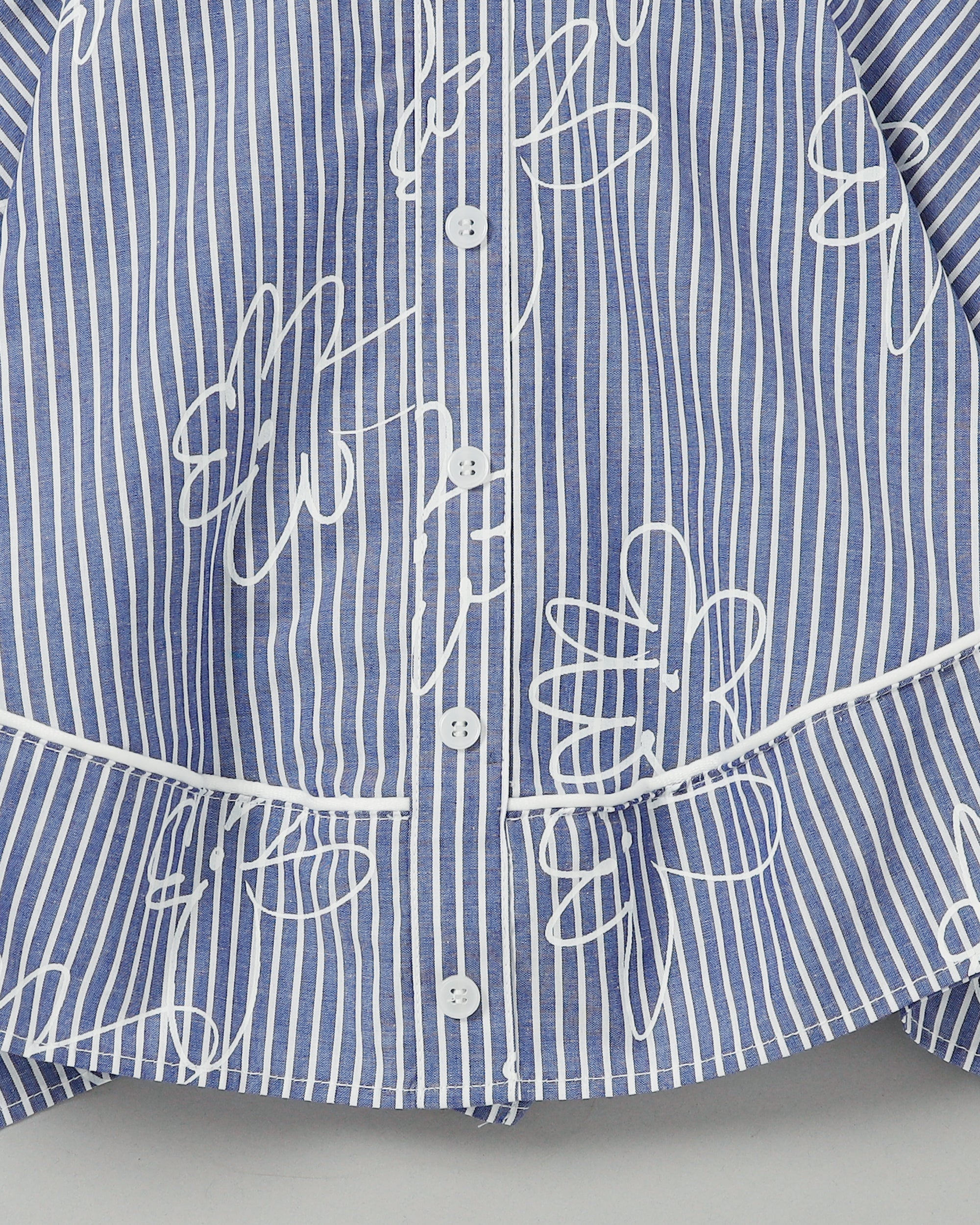 Handkerchief hem tunic (blue stripe flower)