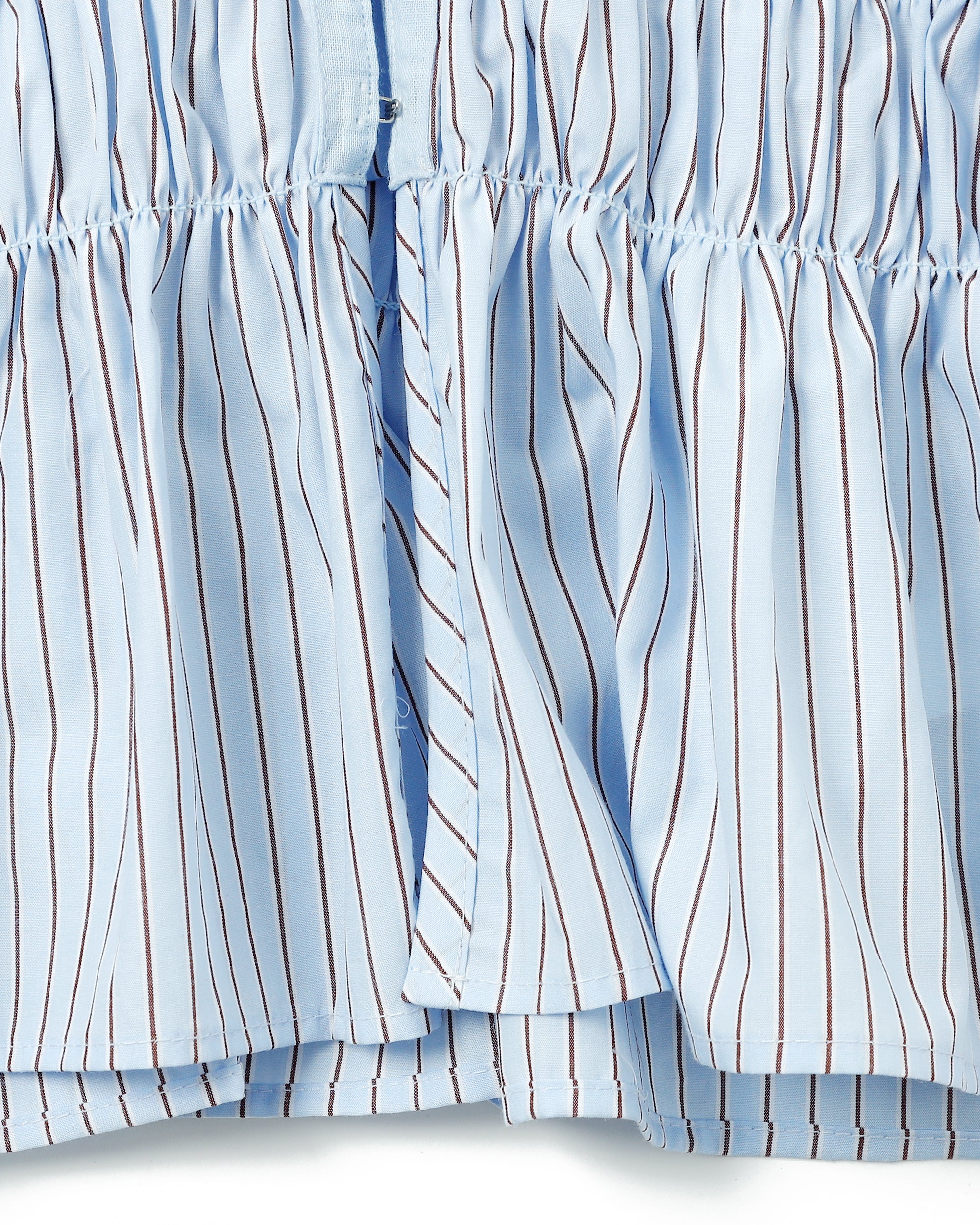 Shirring hoodie shirt (white / blue stripe)