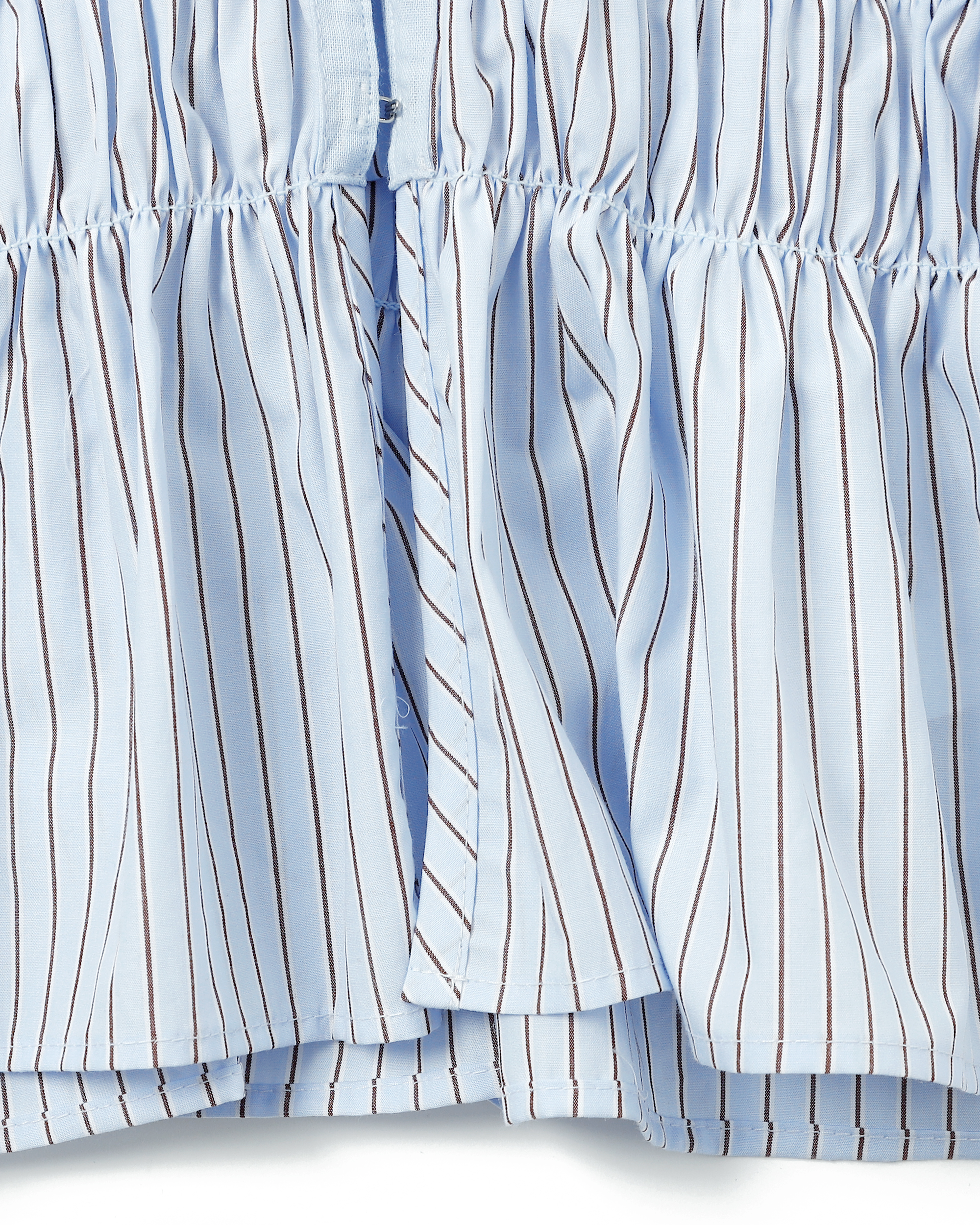 Shirring hoodie shirt (white / blue stripe)