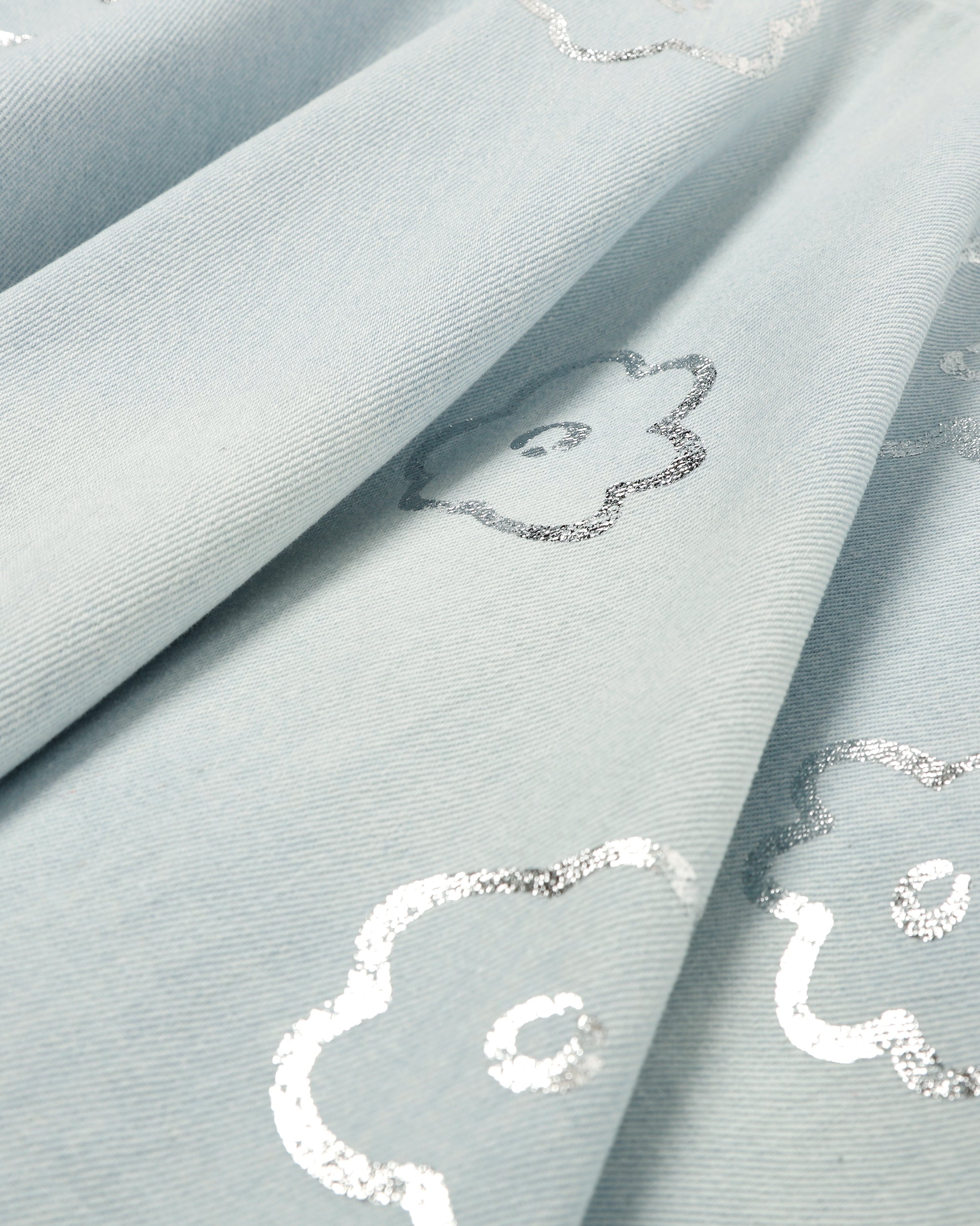 SILVER FLOWER DENIM TUNIC（LIGHT BLUE）
