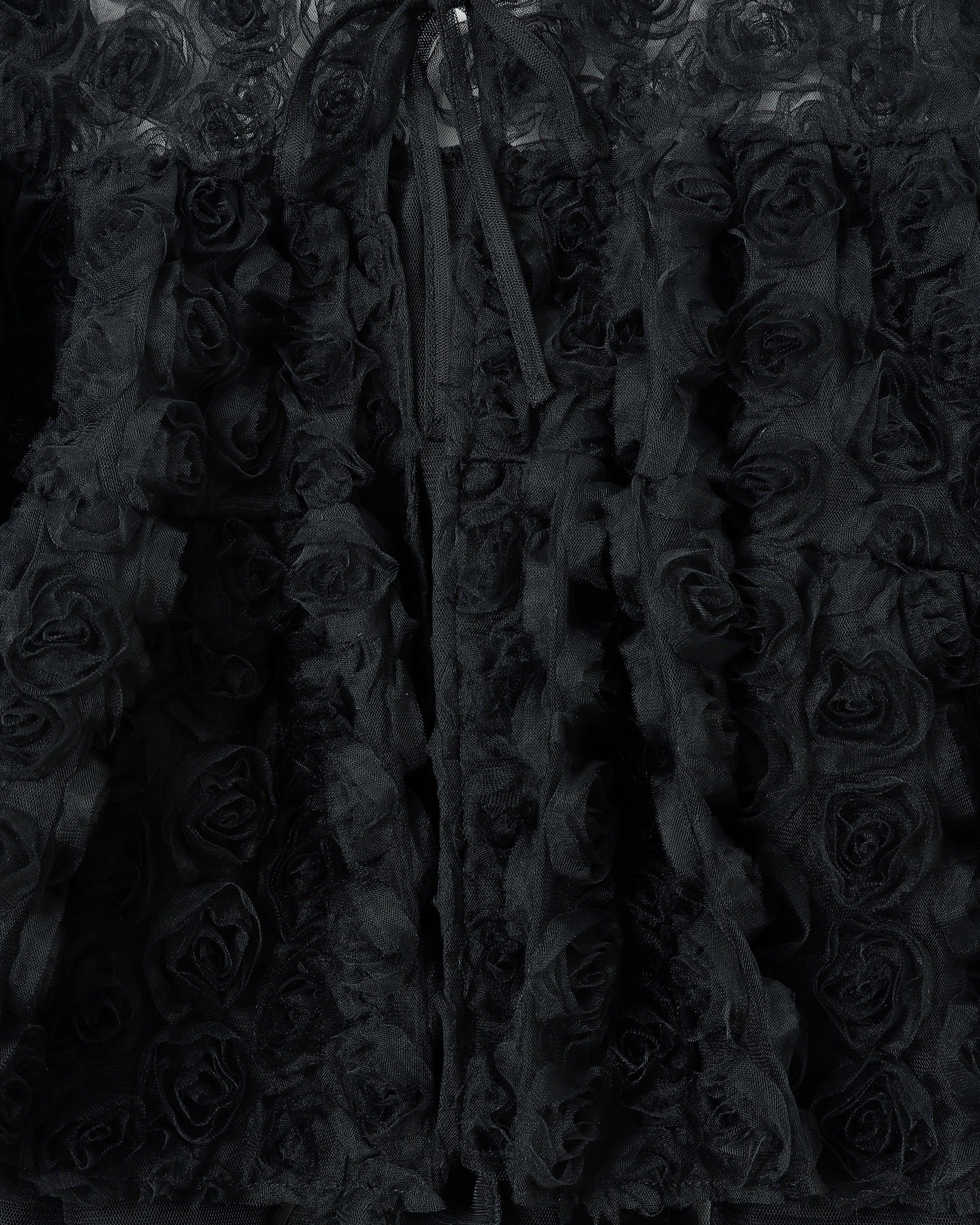 Flower tulle tiered bolero (black)