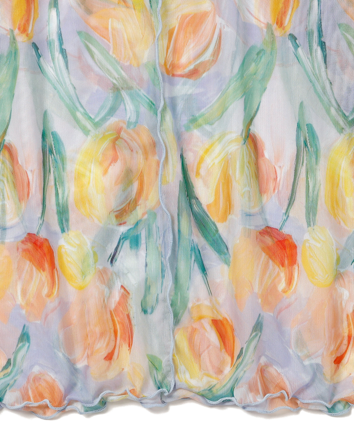 Orange tulip see-through tops (Crew neck)