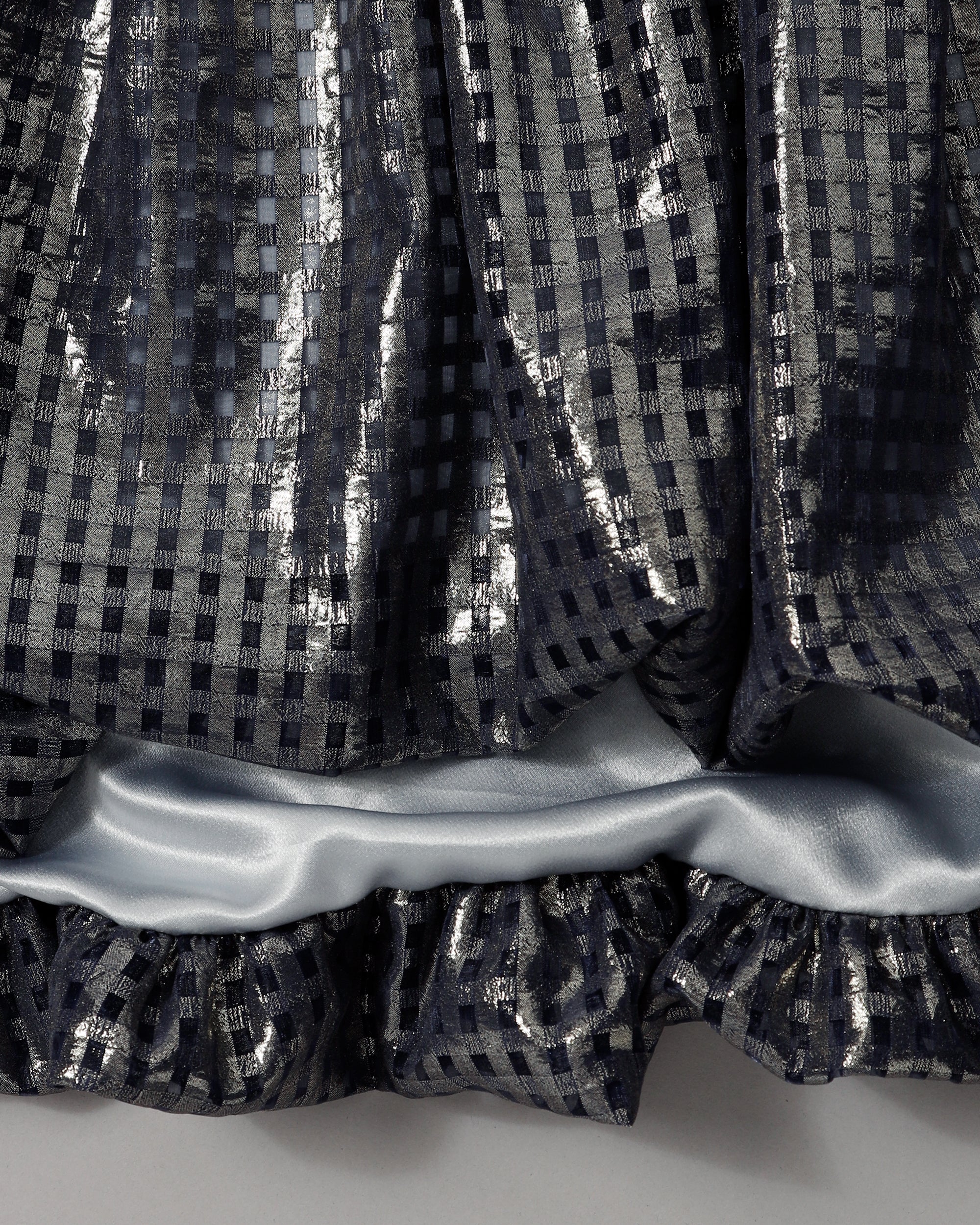 Metallic gingham balloon tunic