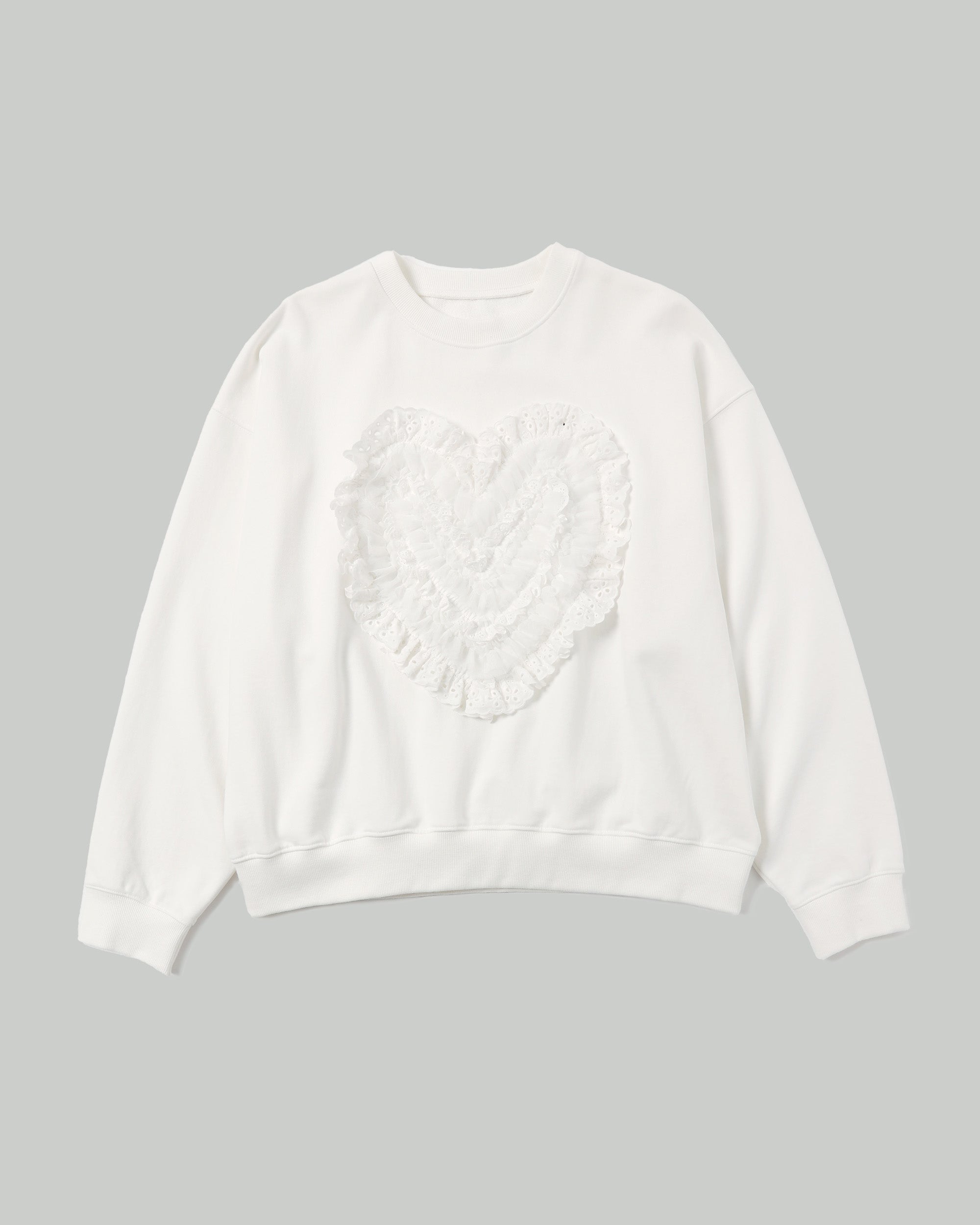 Cotton lace heart sweatshirt (gray)