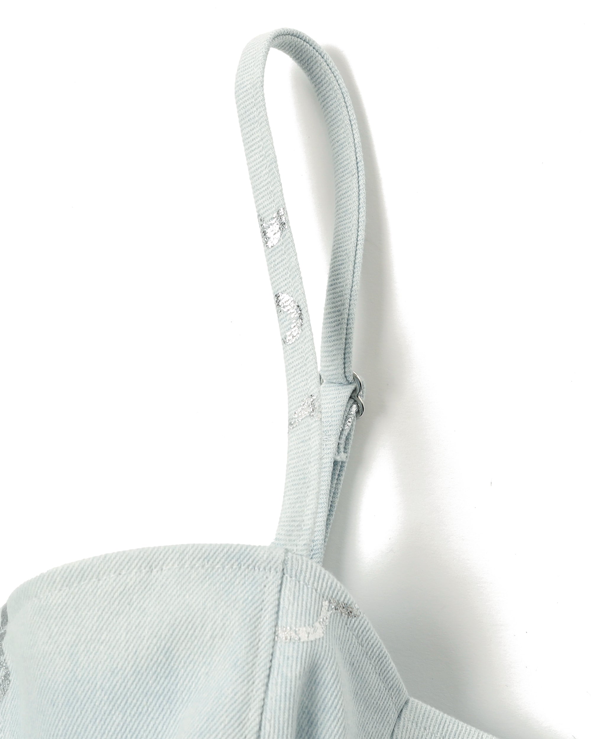 SILVER FLOWER DENIM TUNIC（LIGHT BLUE）