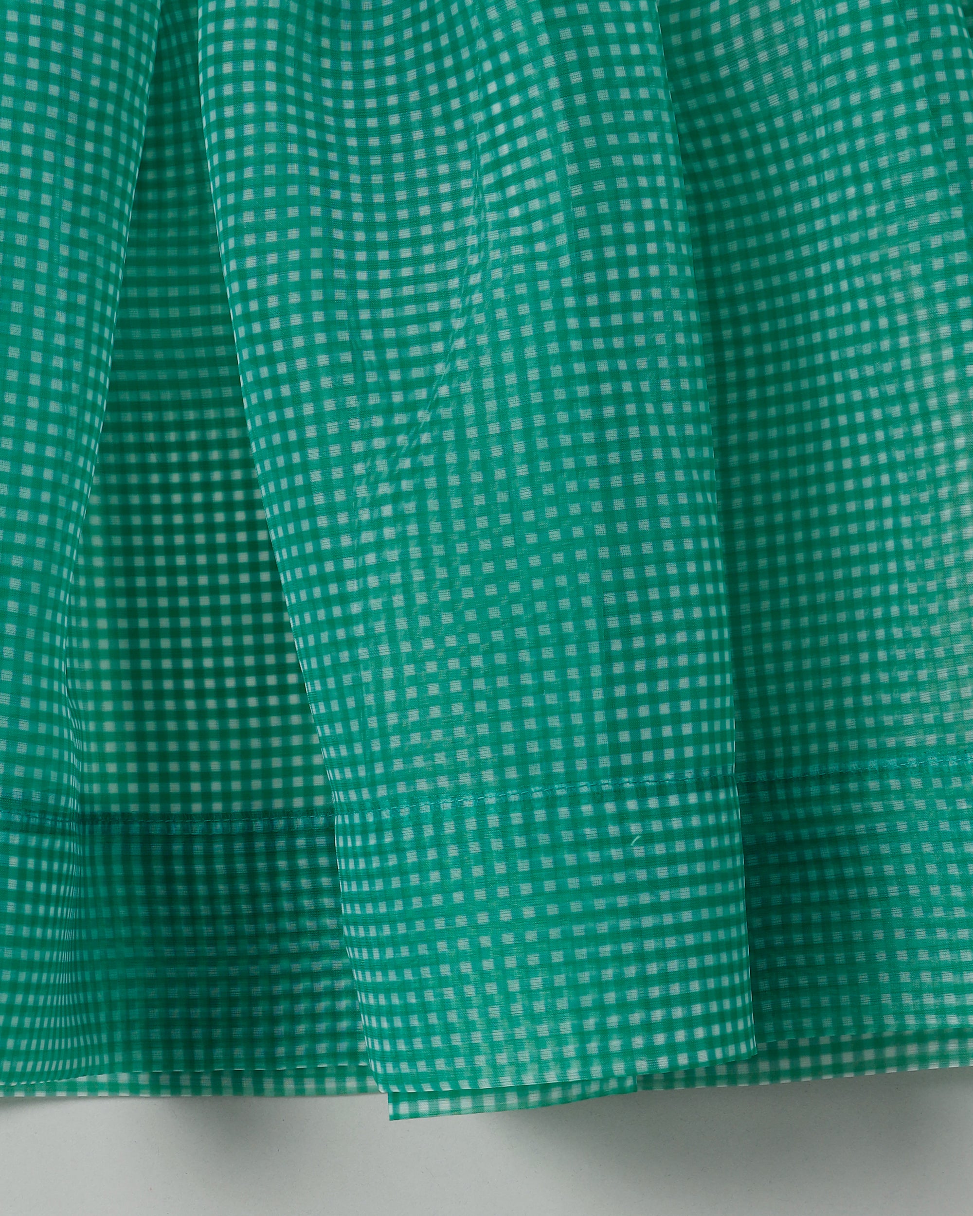 Gingham organza shirred tunic (green)