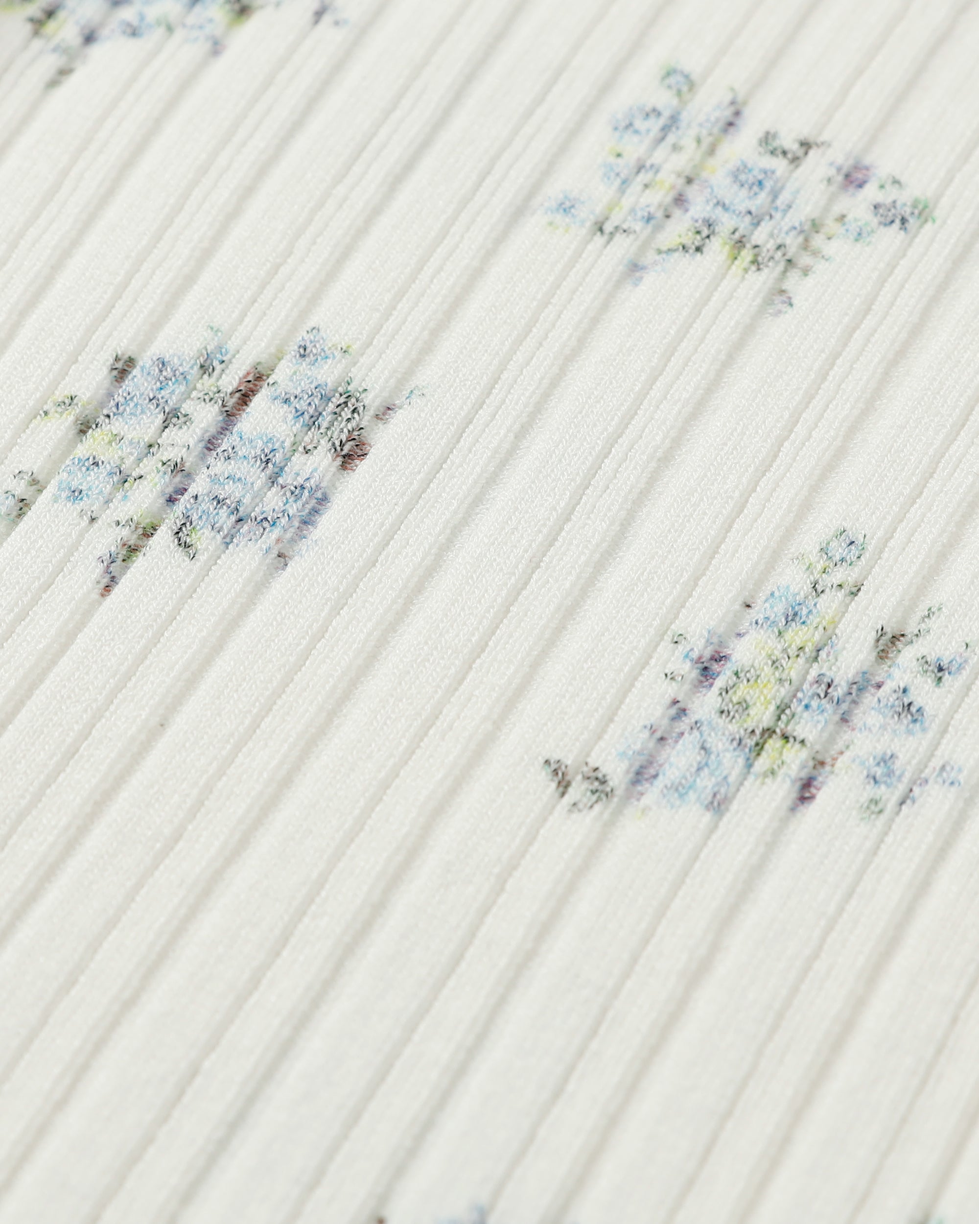 Blue flower rib knit  top