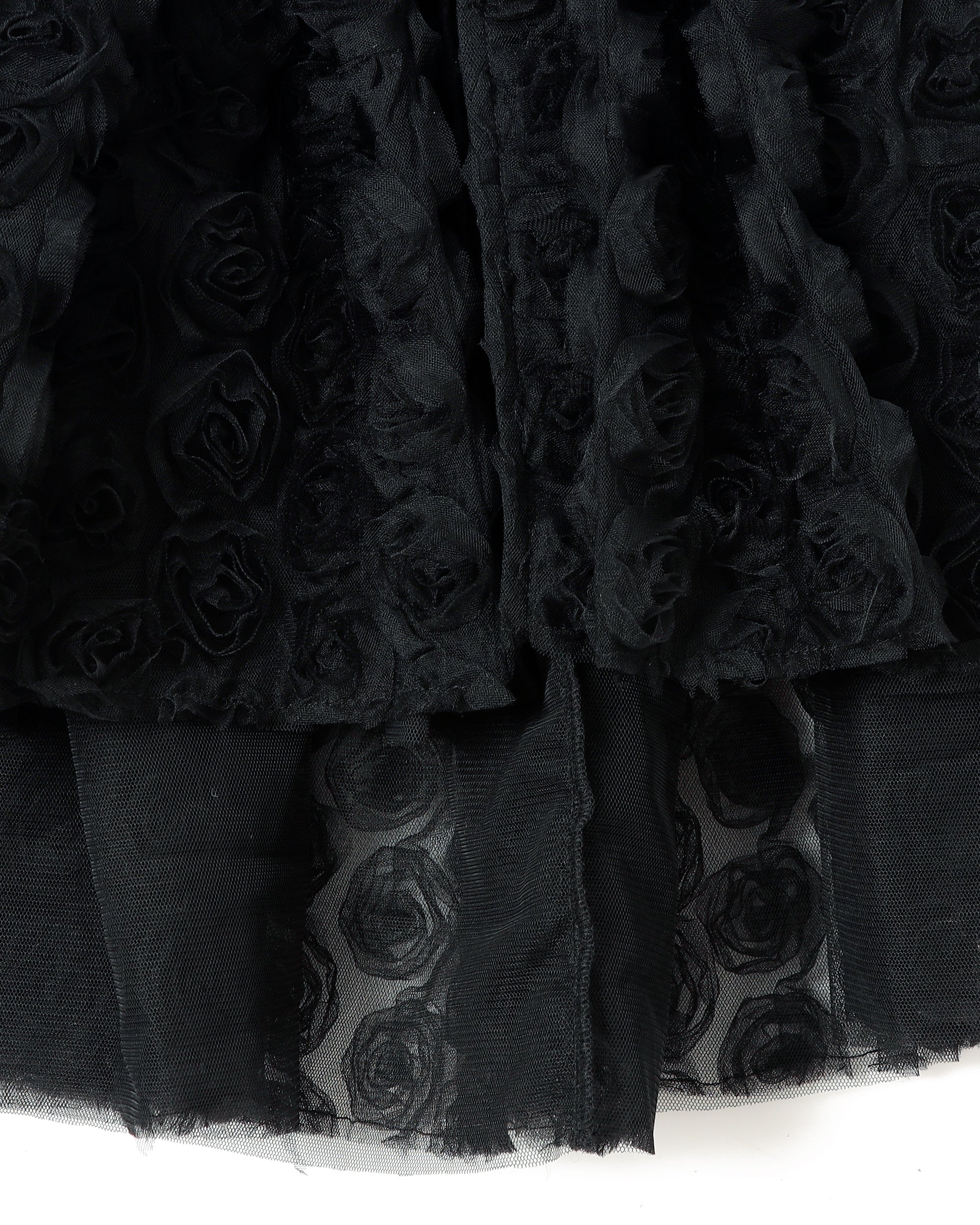 Flower tulle tiered bolero (black)