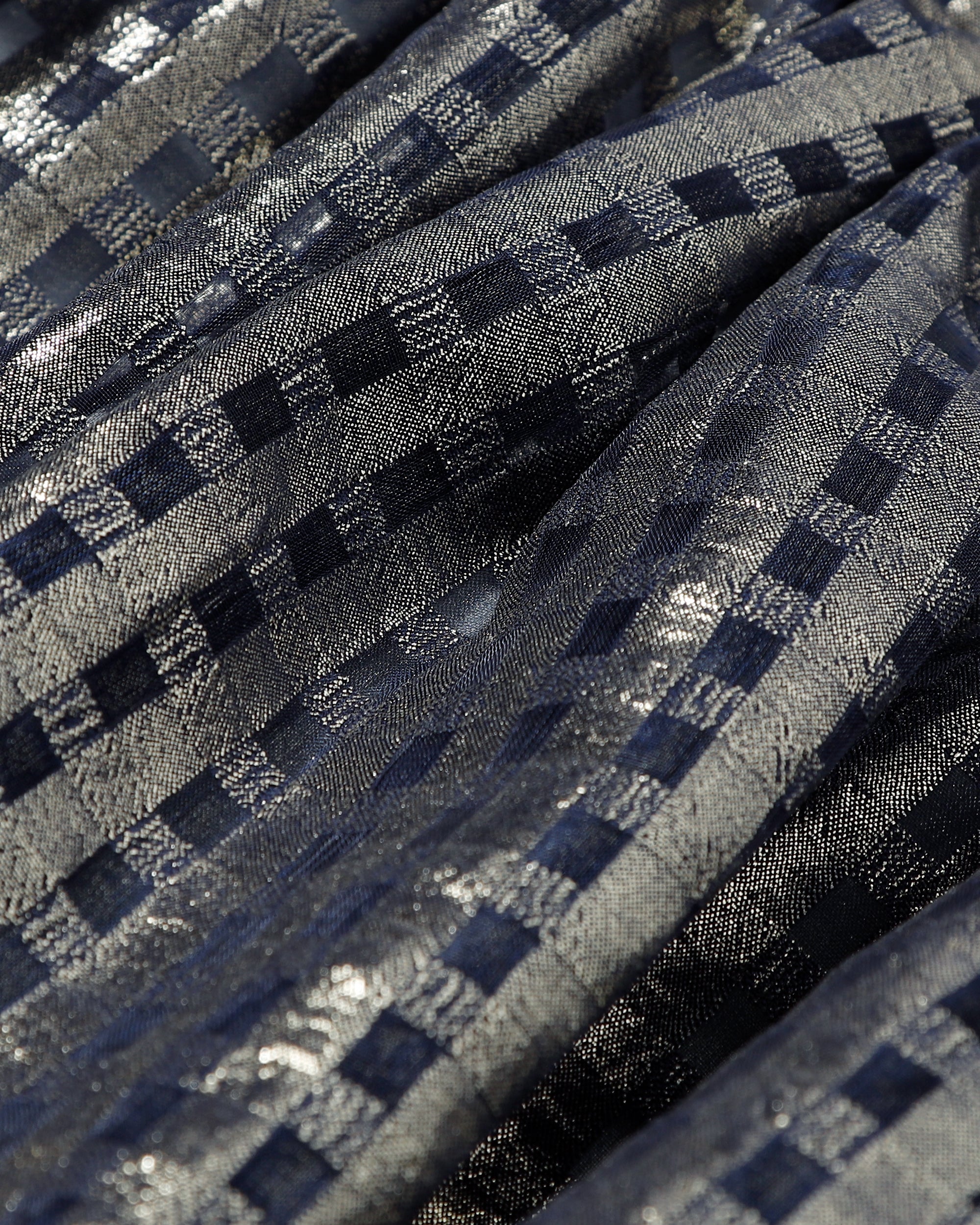 Metallic gingham balloon tunic