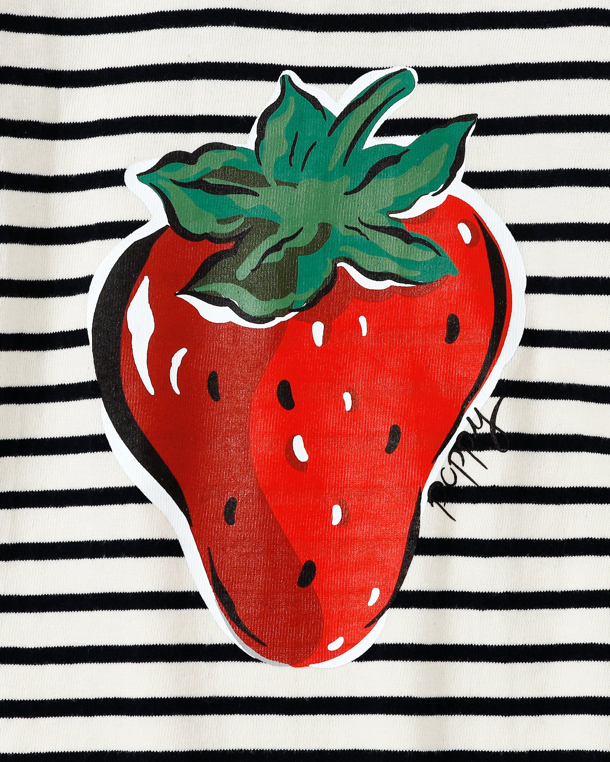 KIDS Strawberry printed T-shirts  (Navy border)