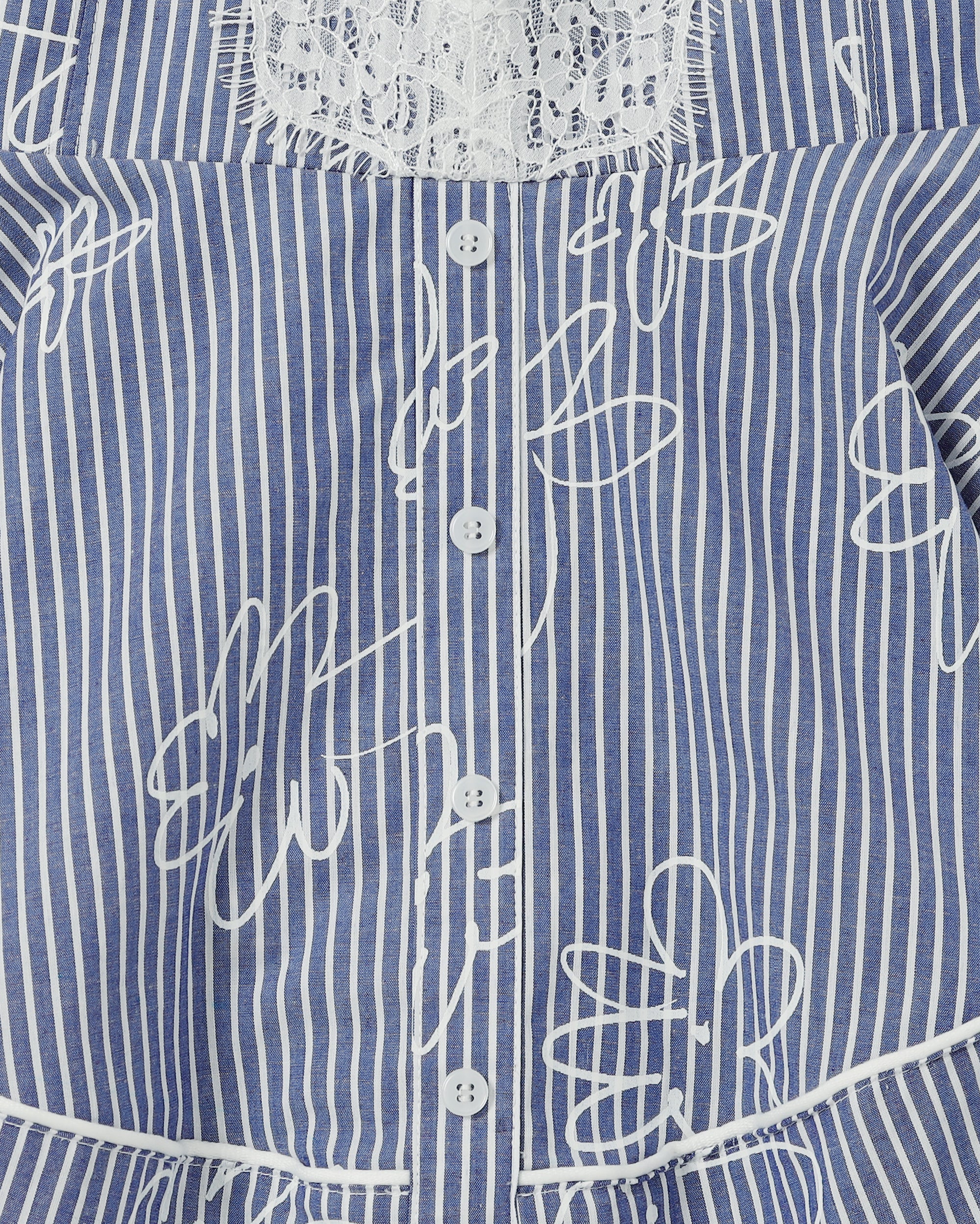 Handkerchief hem tunic (blue stripe flower)