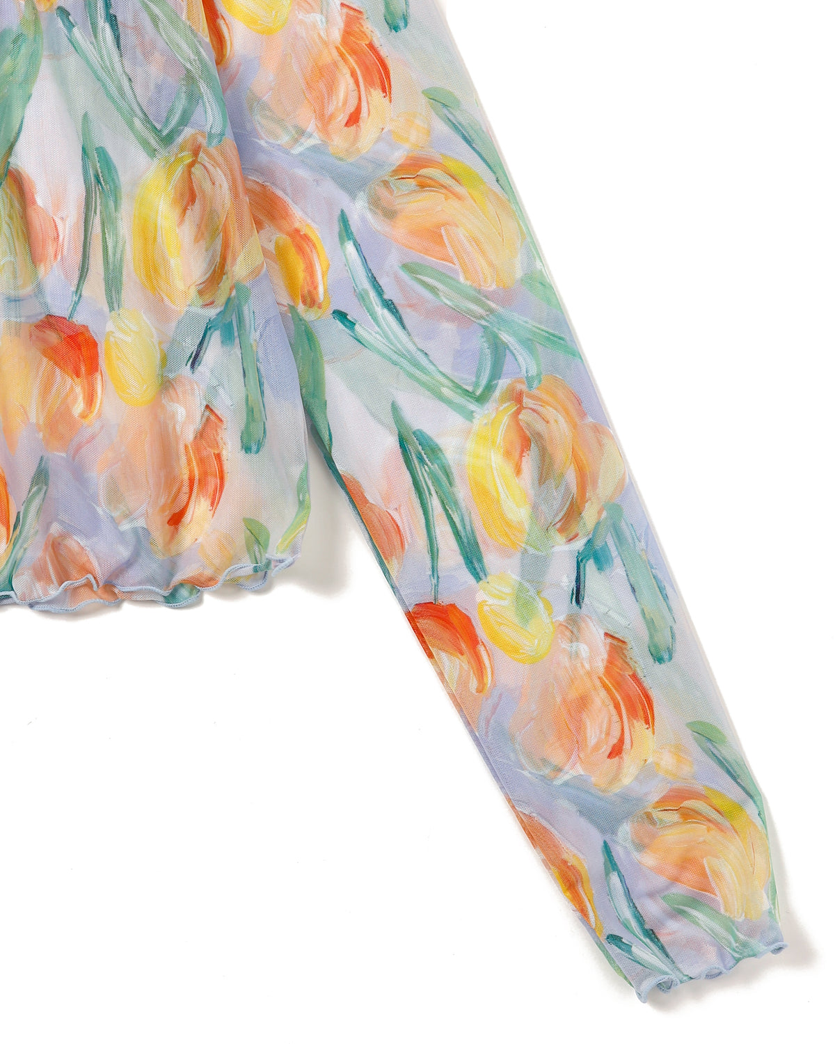 Orange tulip see-through tops (Crew neck)