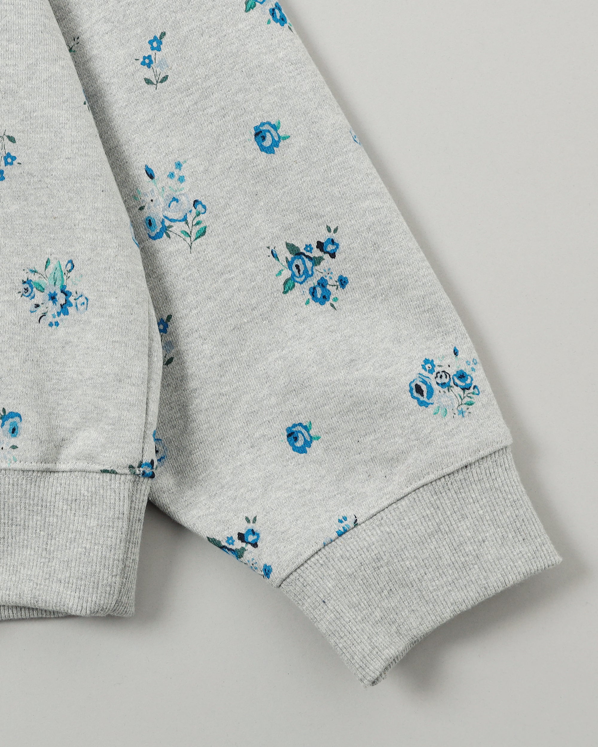 Blue flower print logo sweatshirt