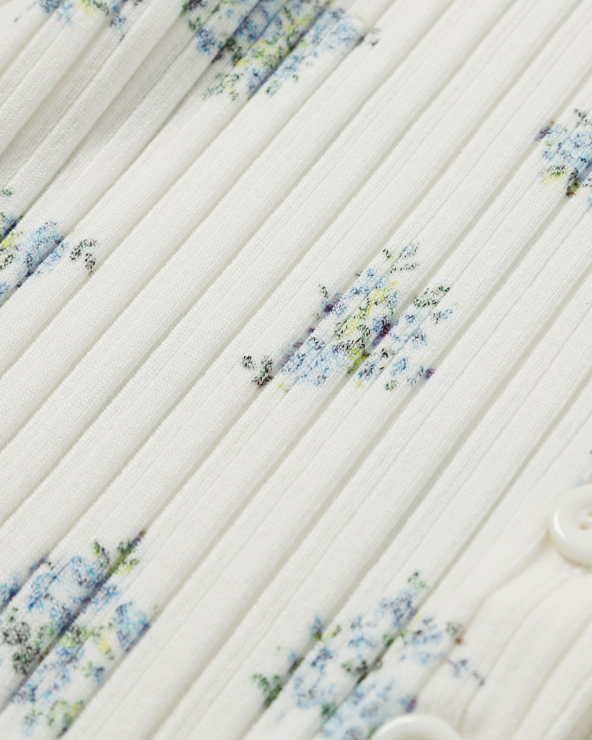 Blue flower rib knit cardigan