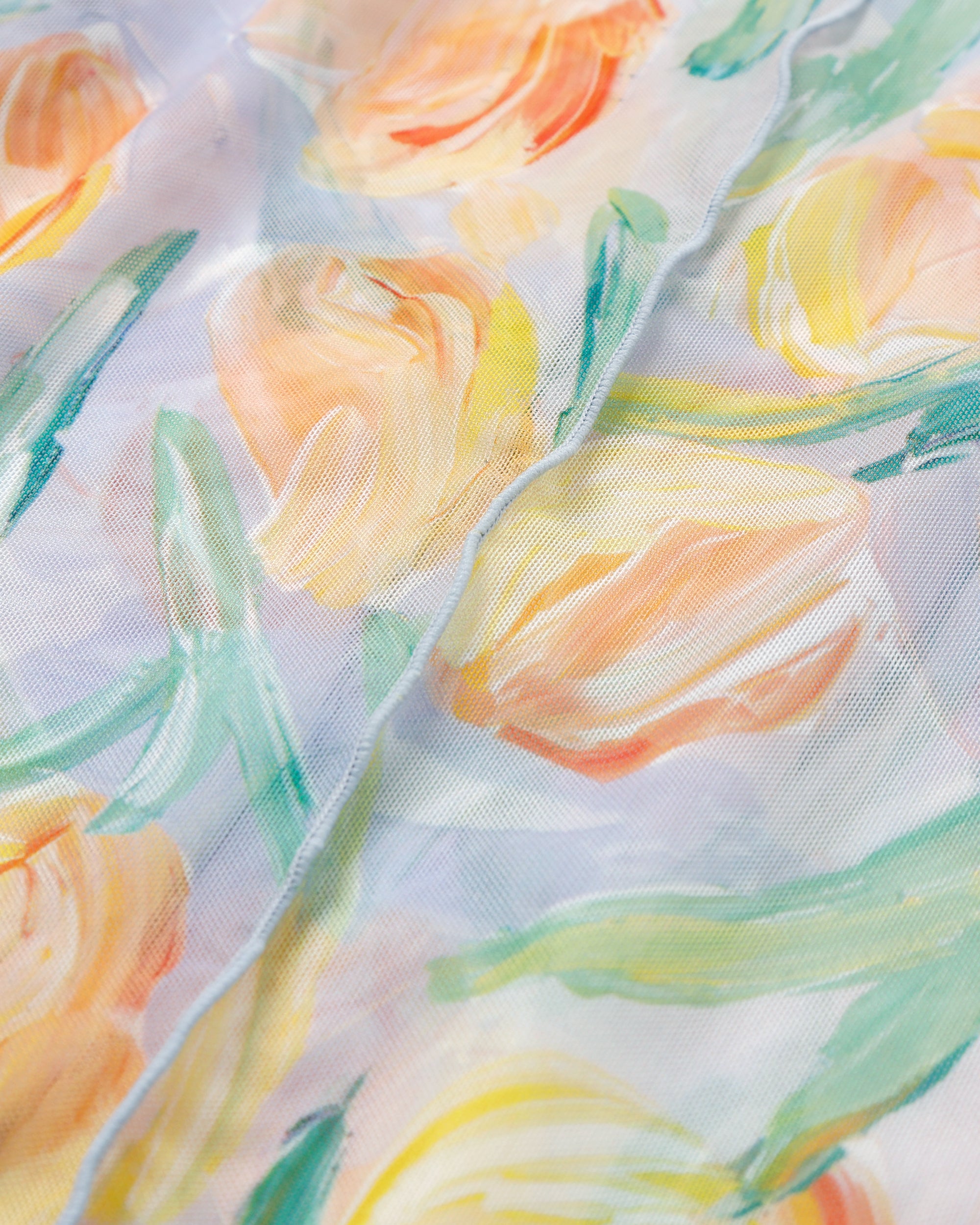 Orange tulip see-through tops (High neck)