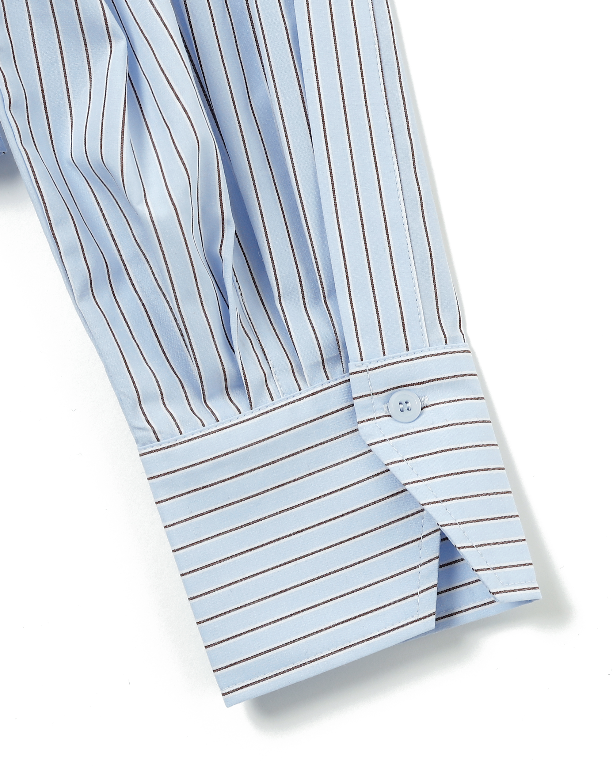 Shirring hoodie shirt (white / blue stripe)