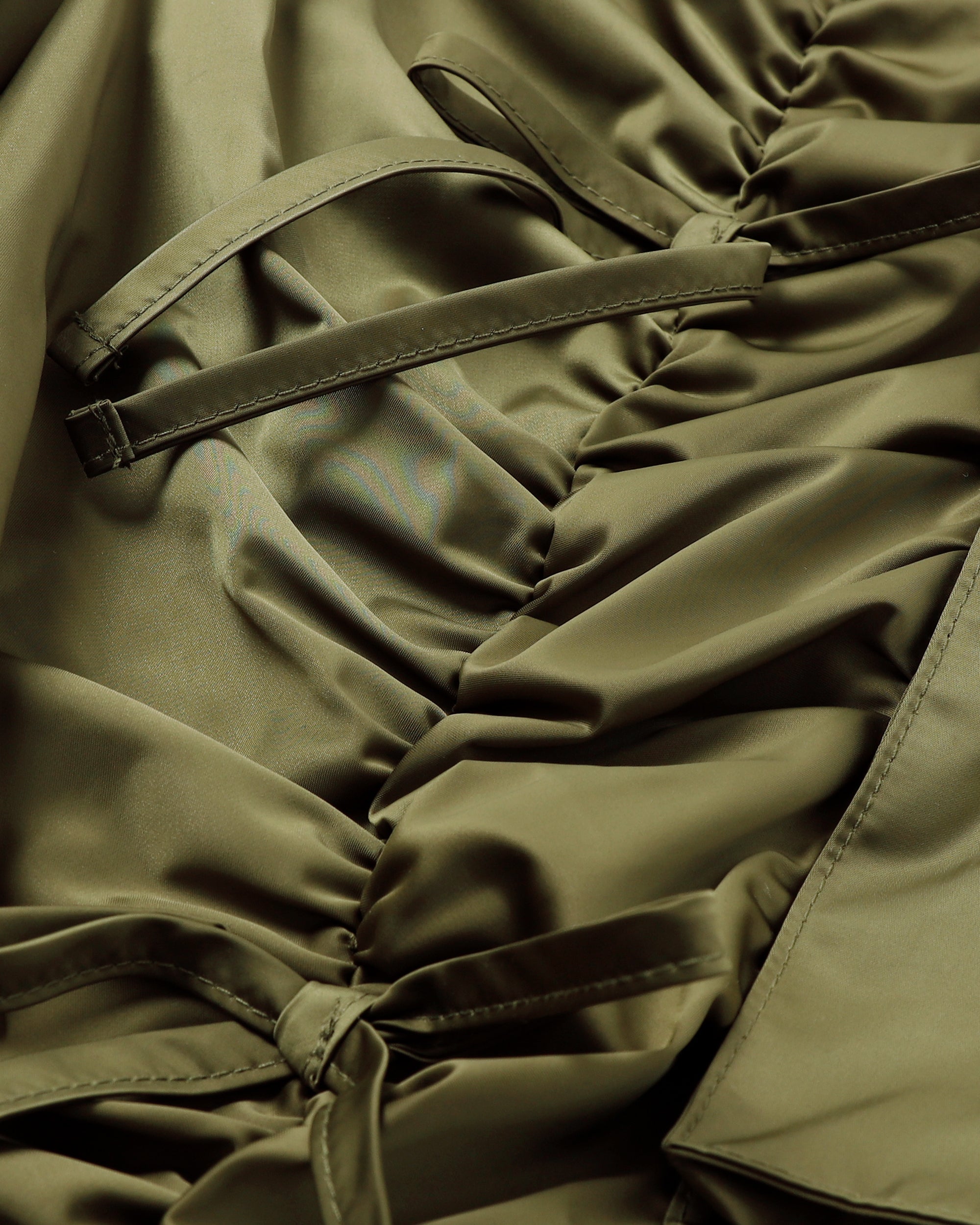 GATHER RIBBON CARGO PANTS (KHAKI)