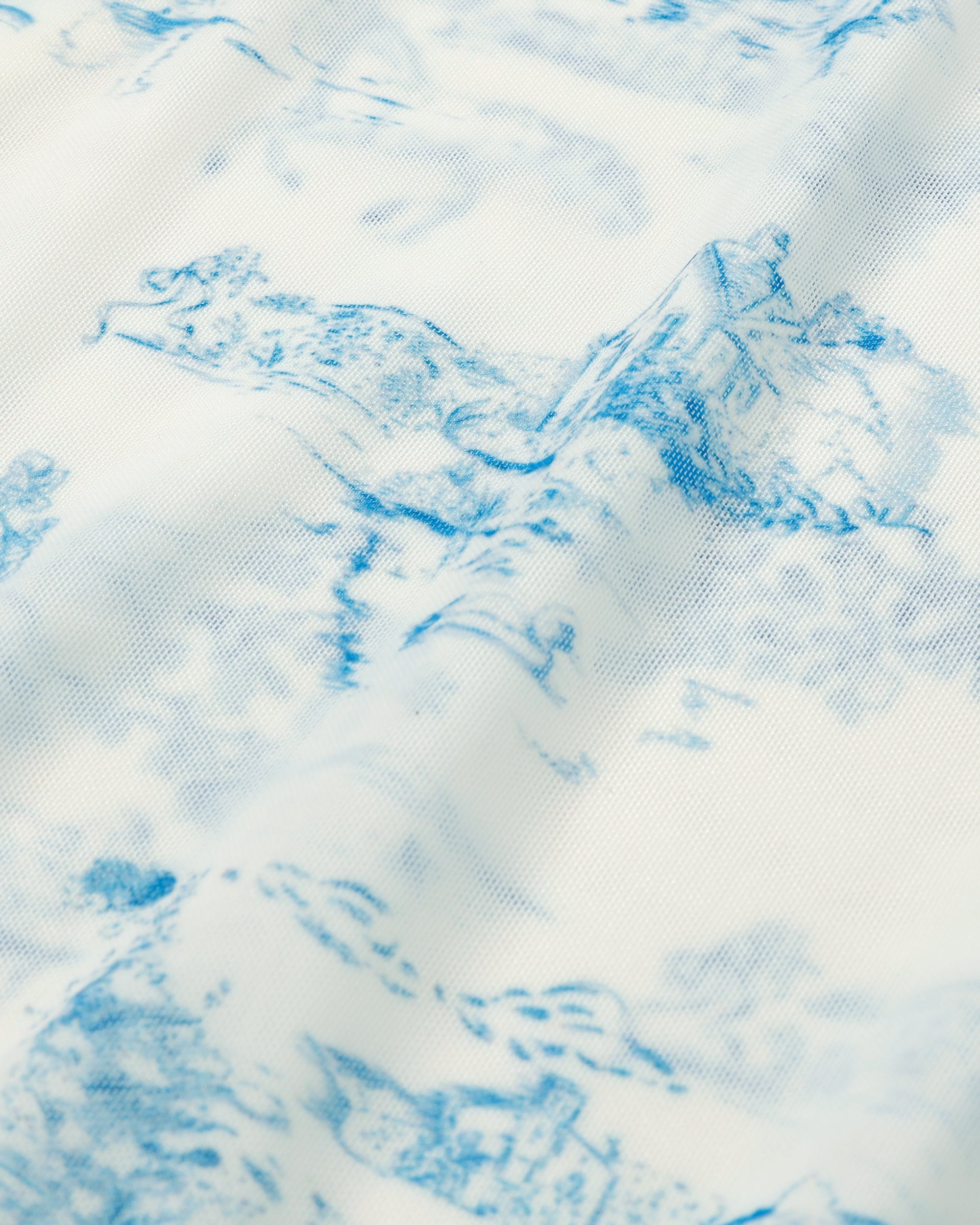 Toile de Jouy see-through tops (Round neck)