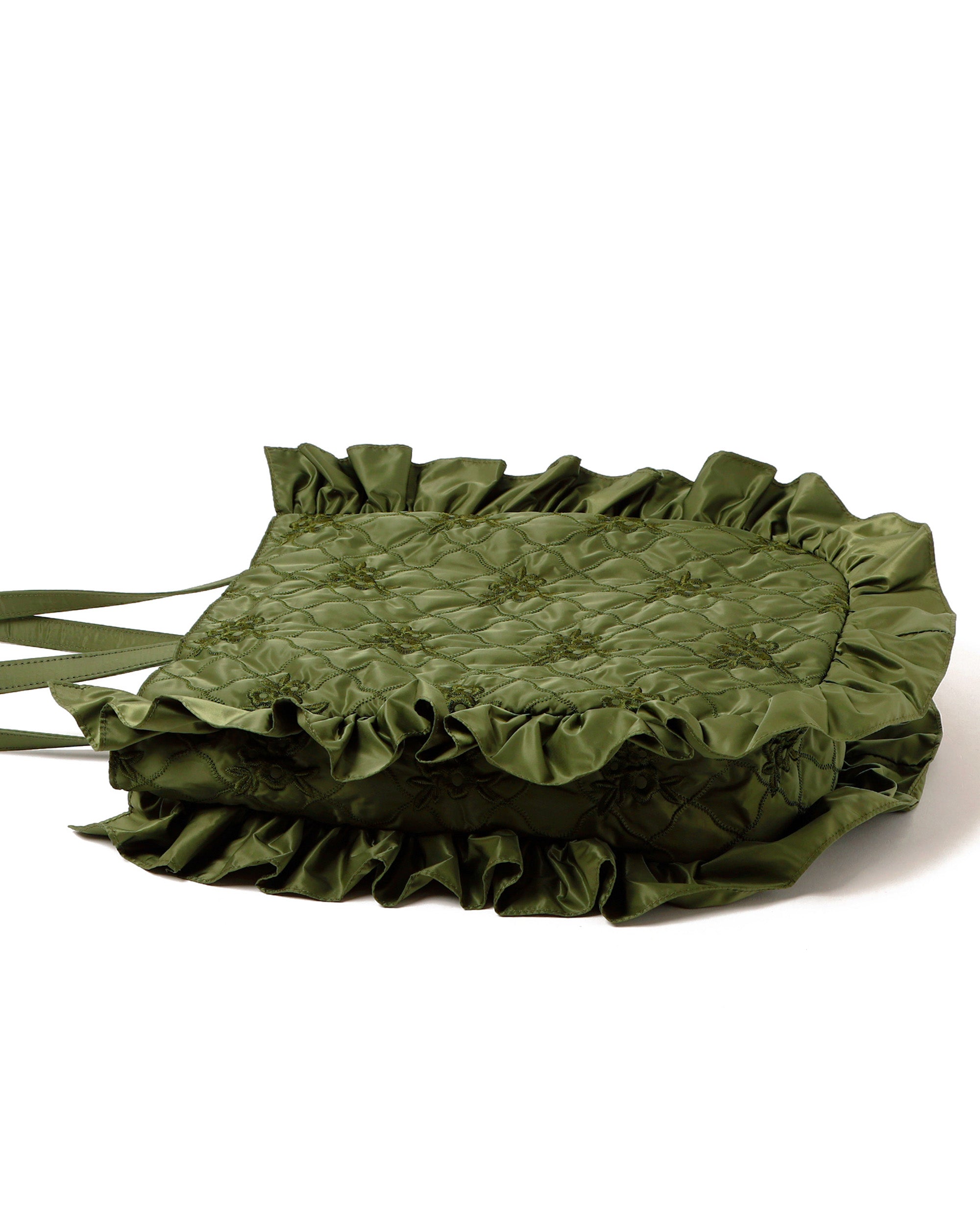 flower wave quilting tote (khaki)