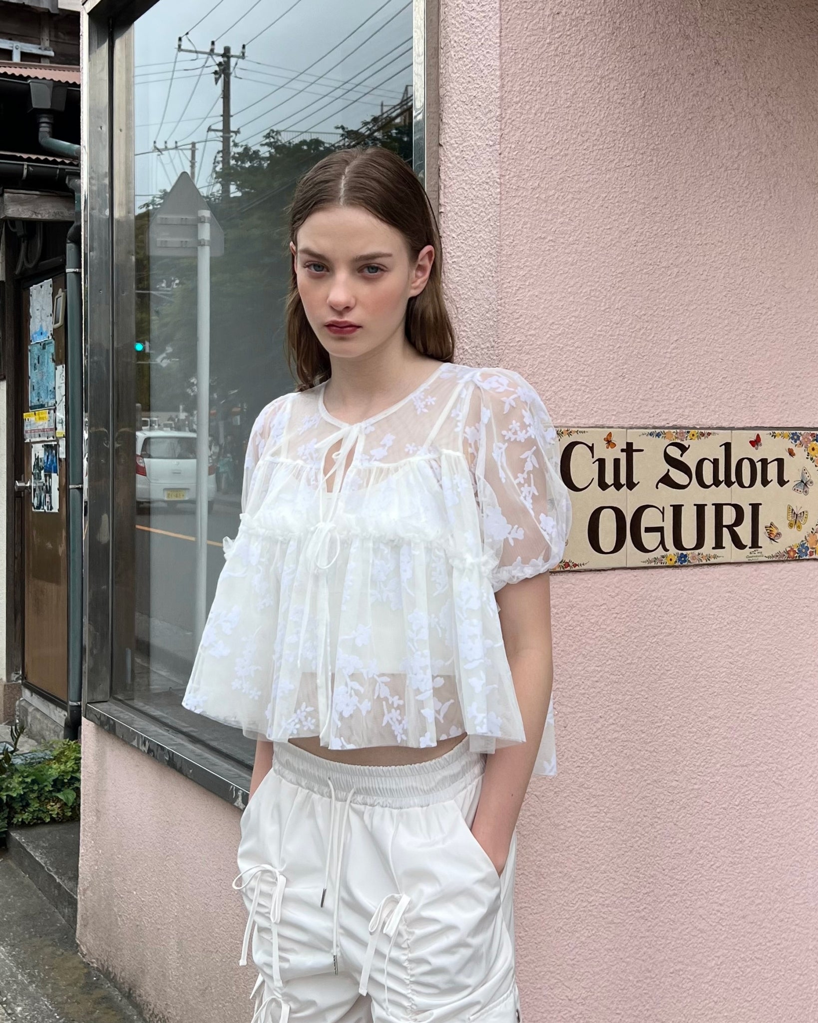 PUFF TIED BOLERO (FLOCKY WHITE)