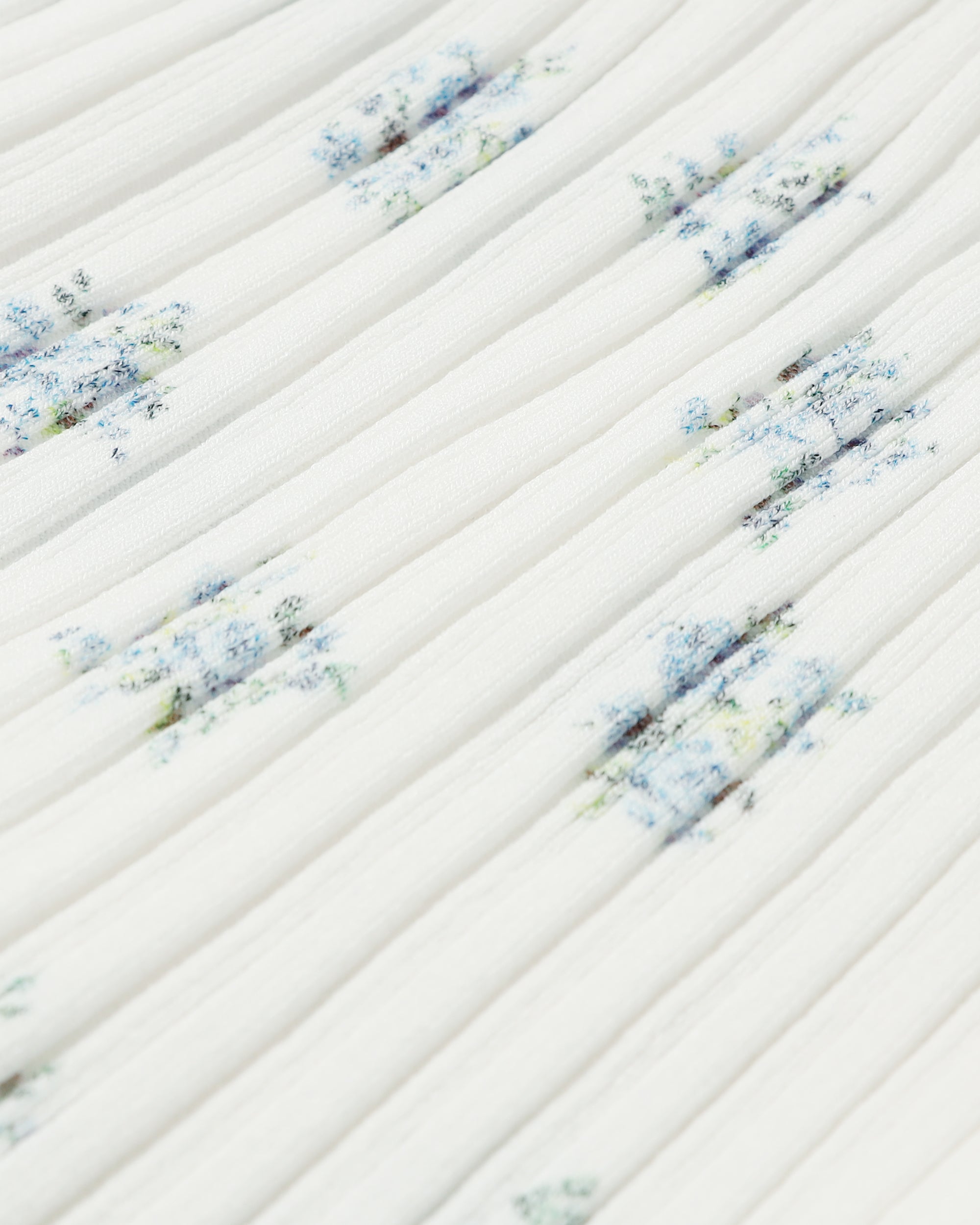 Blue flower rib knit flare pants