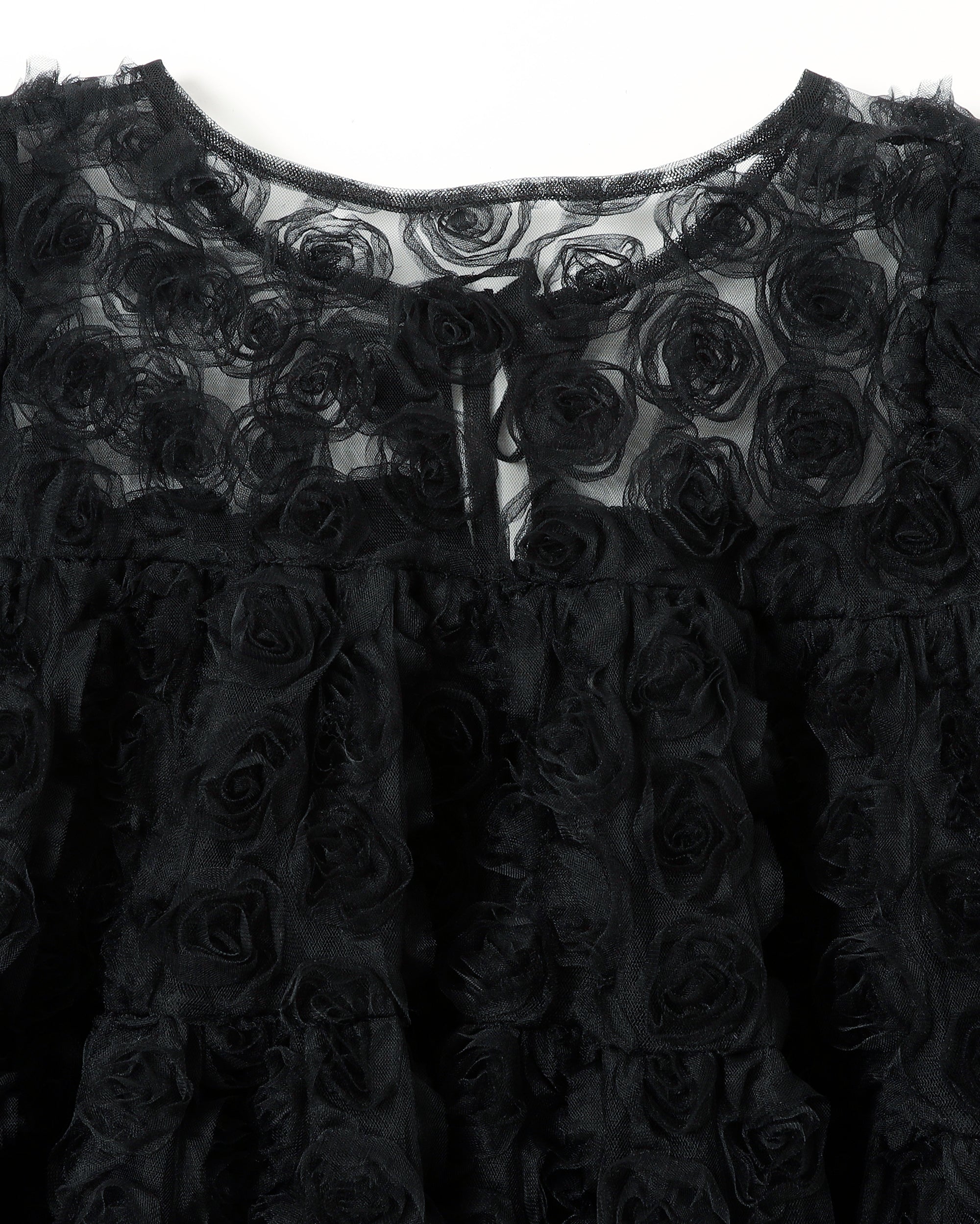 Flower tulle tiered bolero (black)