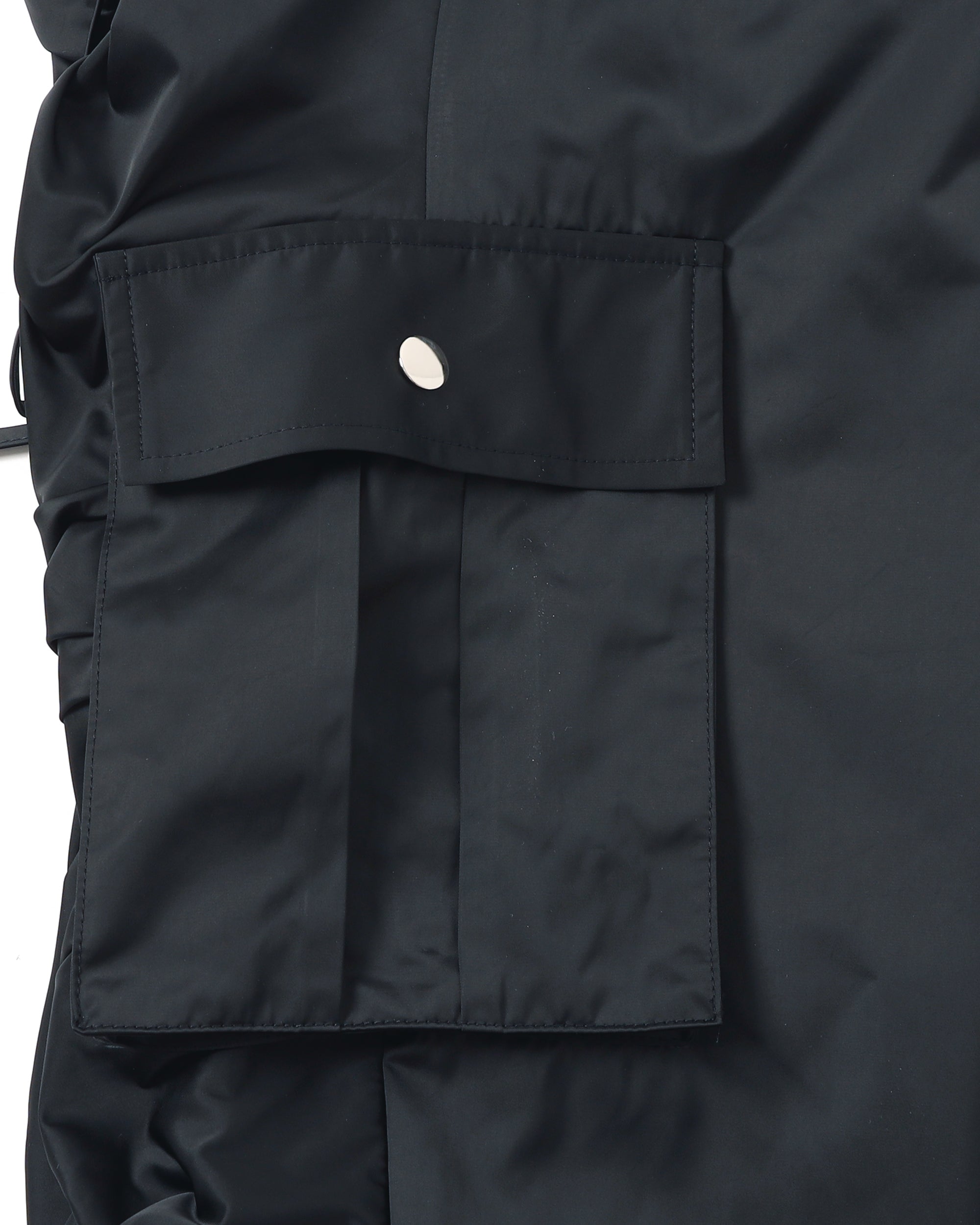 Gather ribbon cargo pants (black)