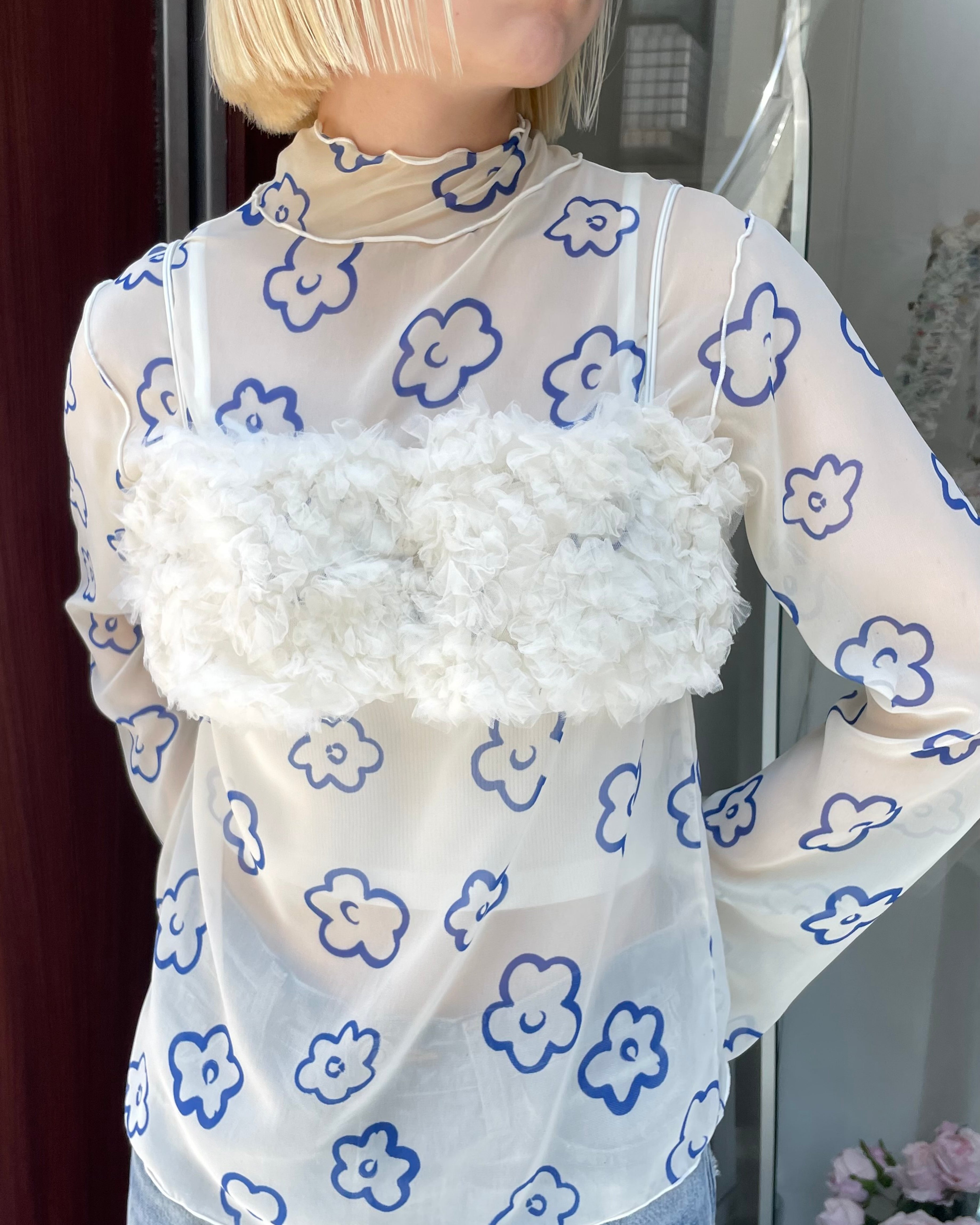 Tulle balloon bustier (off-white)