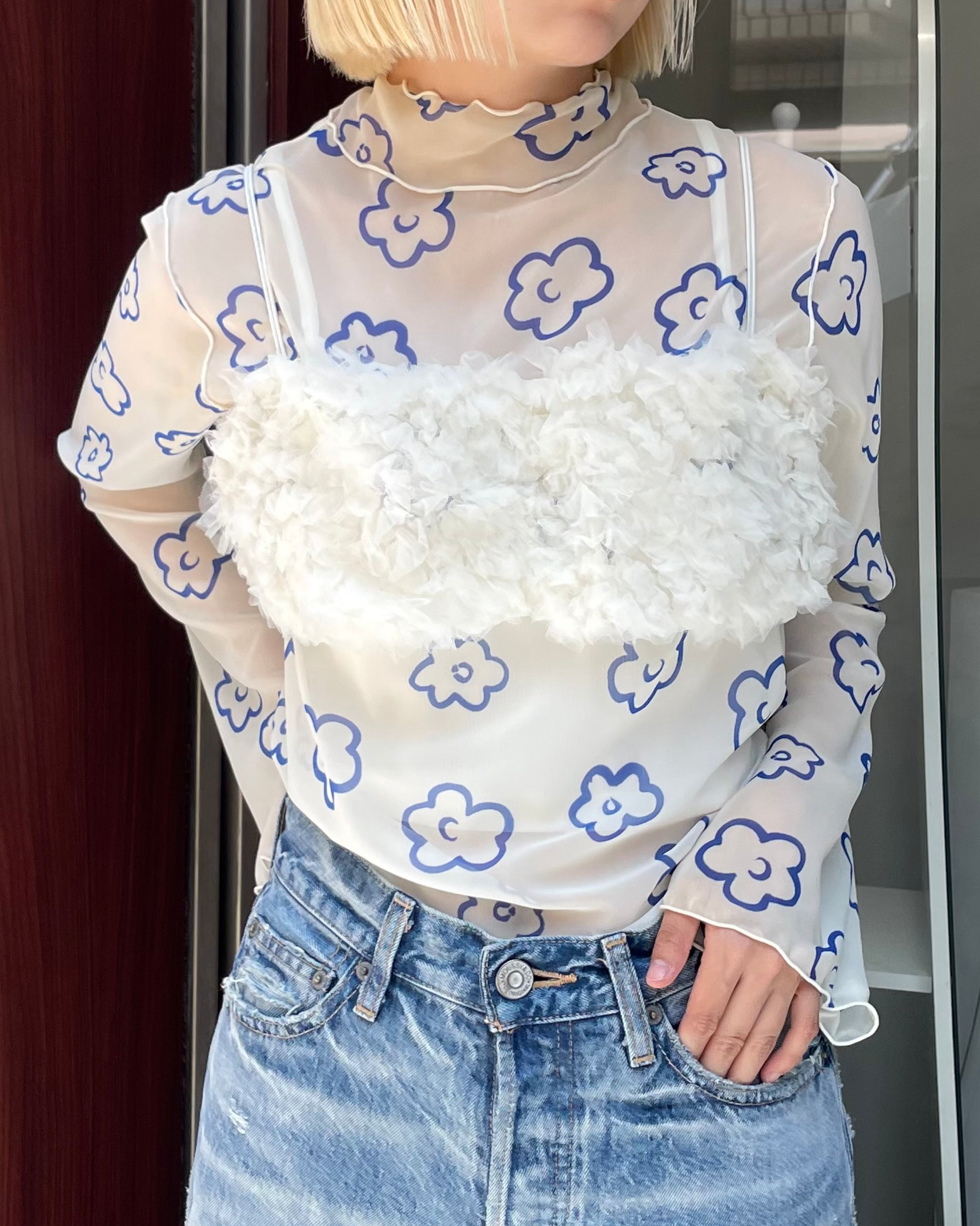 Tulle balloon bustier (off-white)