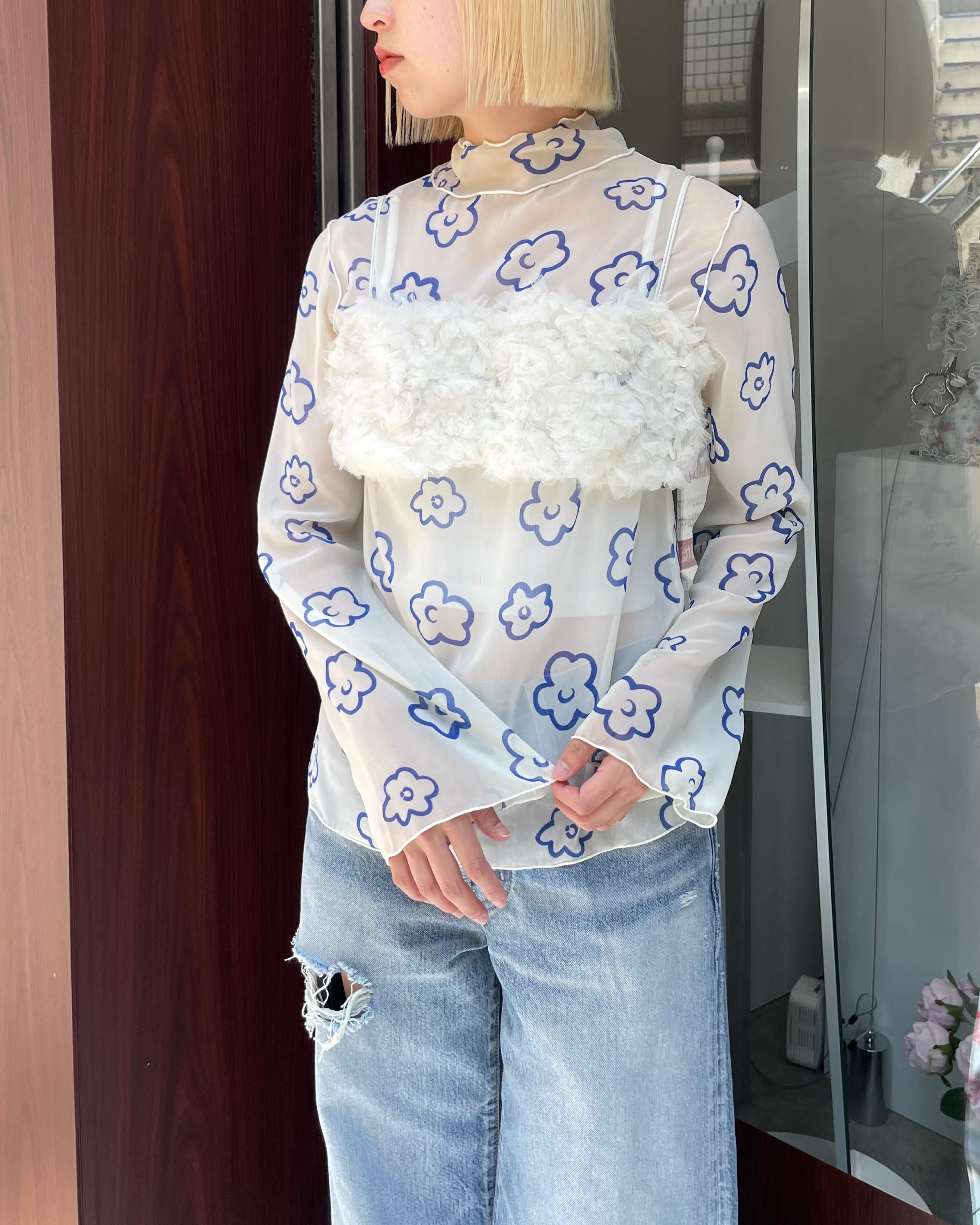 Tulle balloon bustier (off-white)