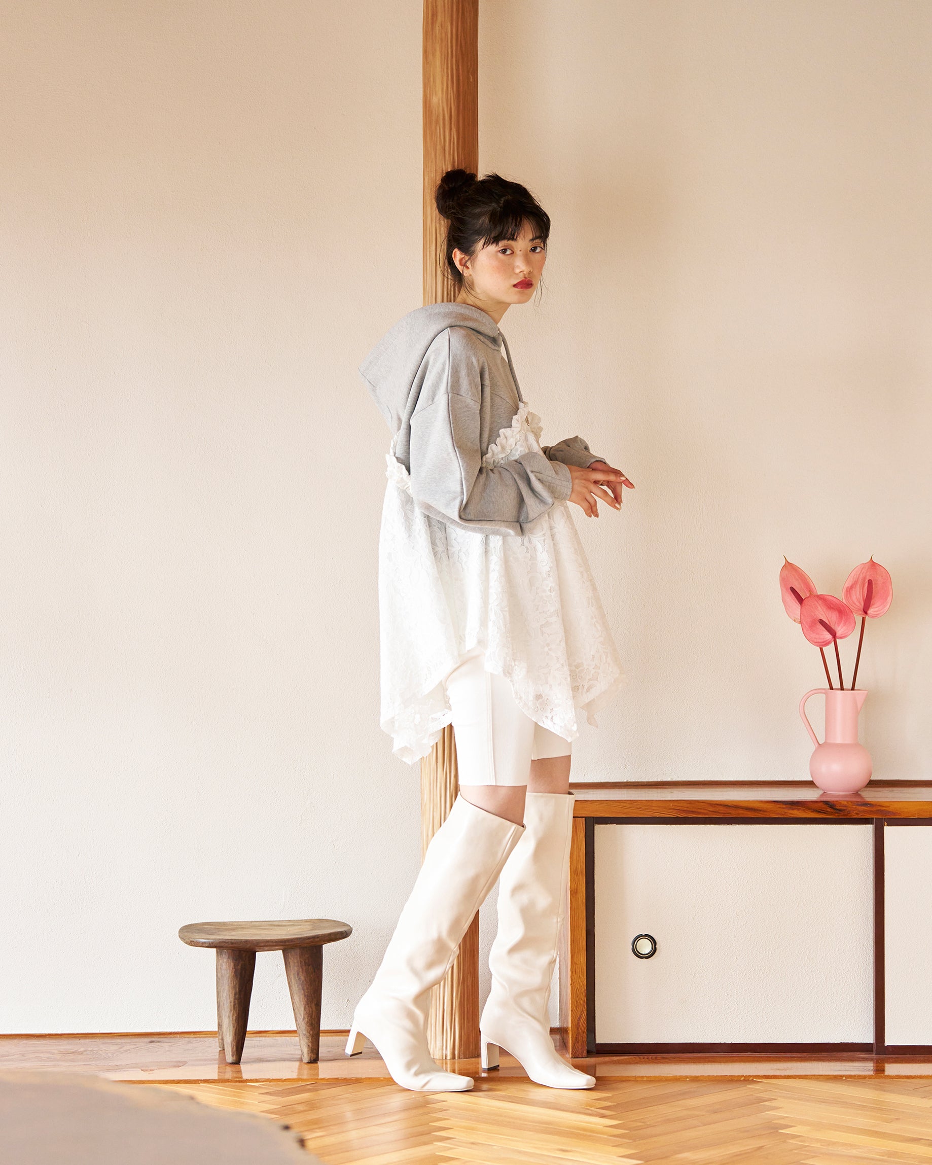 Lace docking hoodie (Gray)