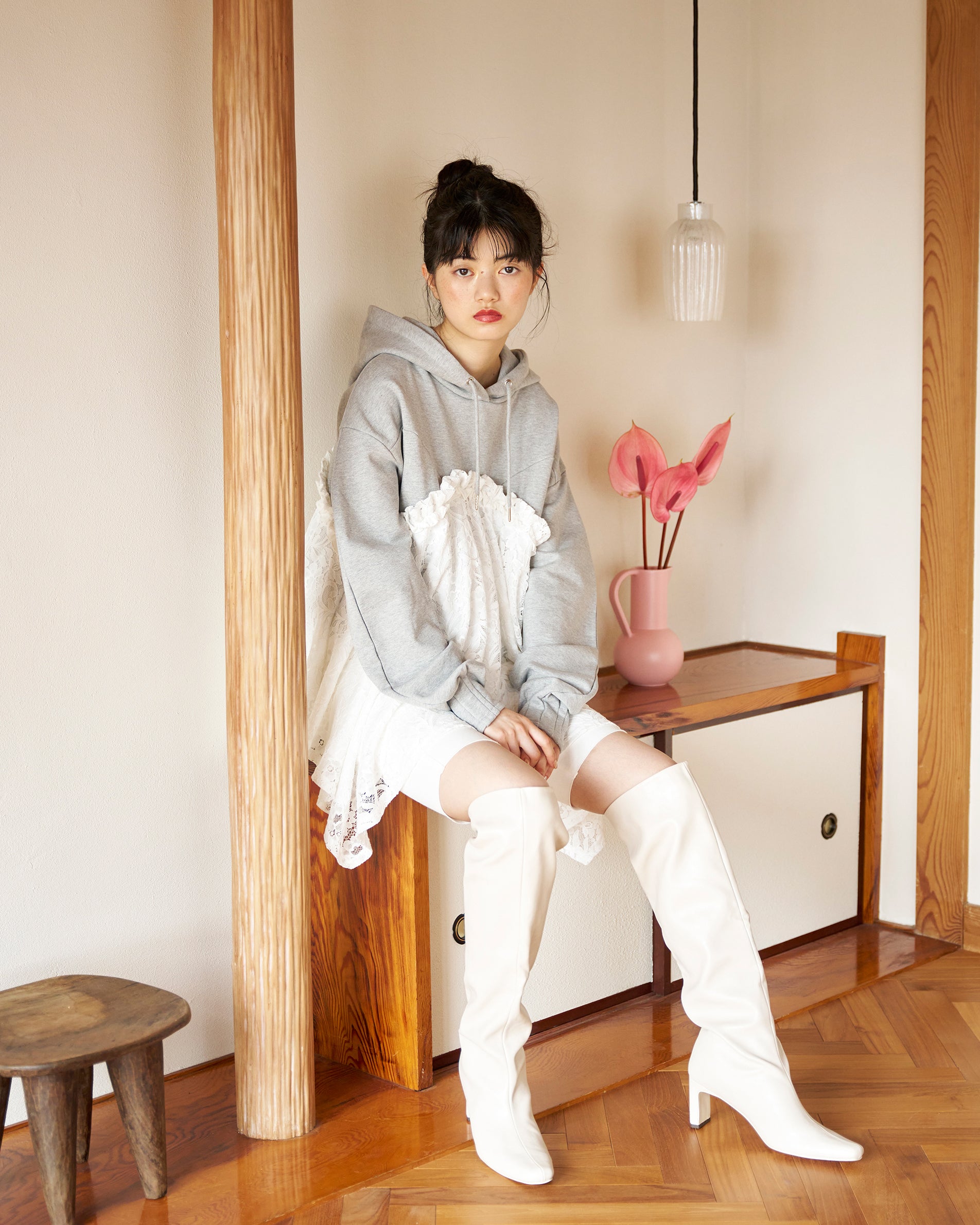 Lace docking hoodie (Gray)