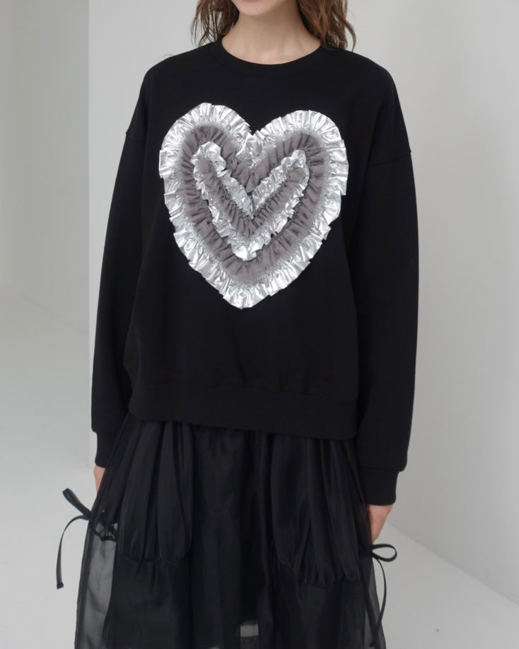 Heart tulle sweatshirt (black)