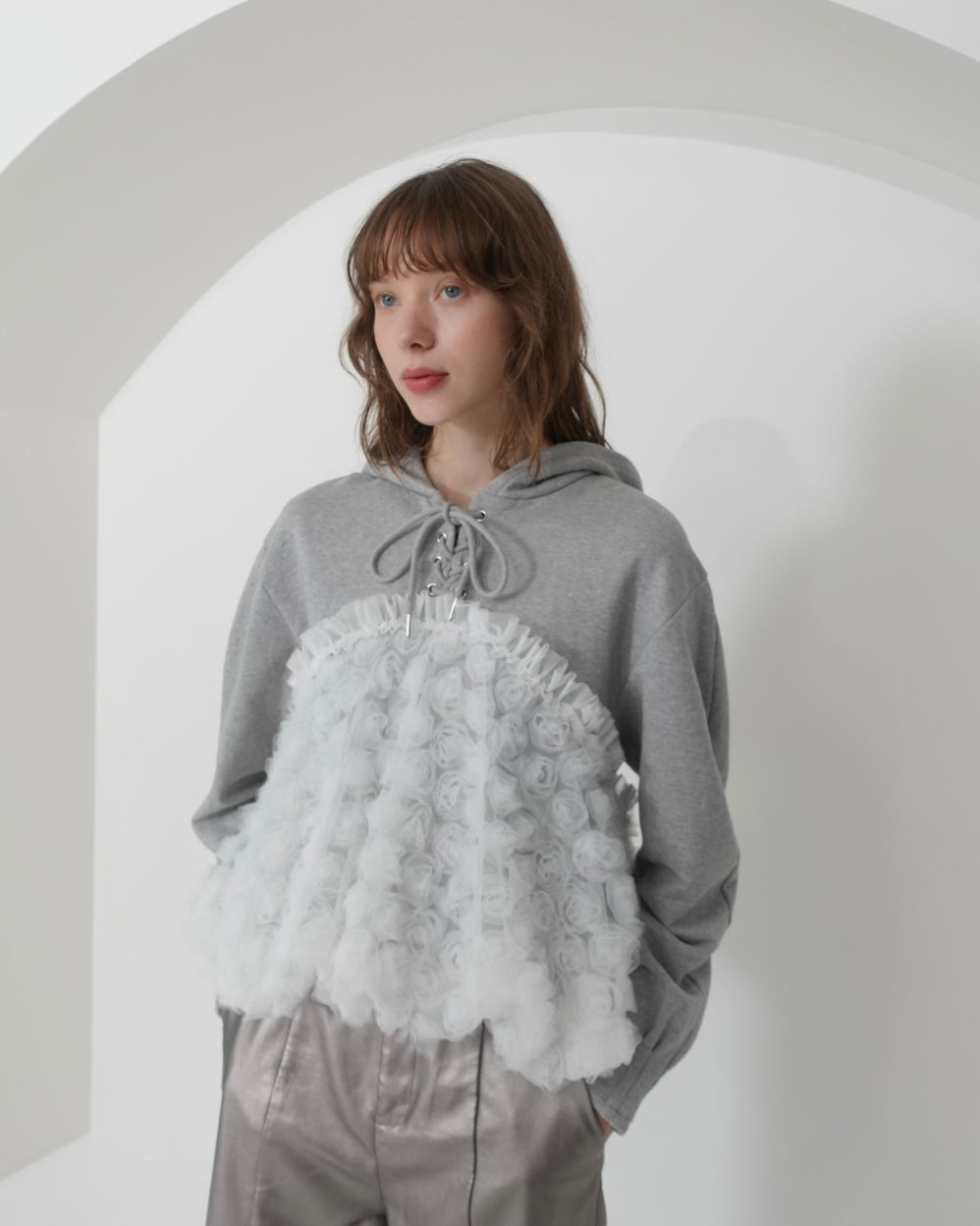 tulle docking hoodie（gray）