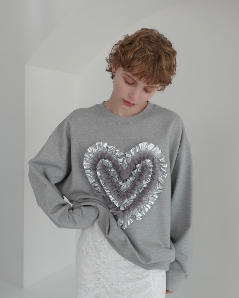 トップス POPPY Heart tulle sweatshirt Heart tulle sweatshirt