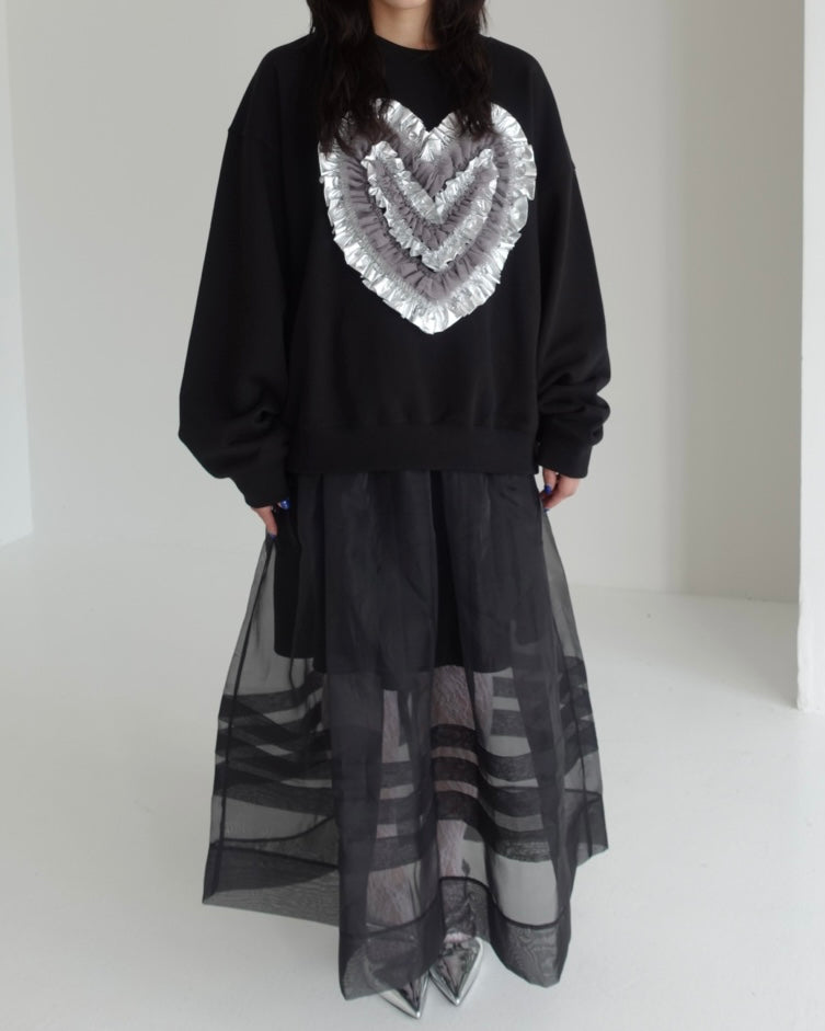 Heart tulle sweatshirt (black)
