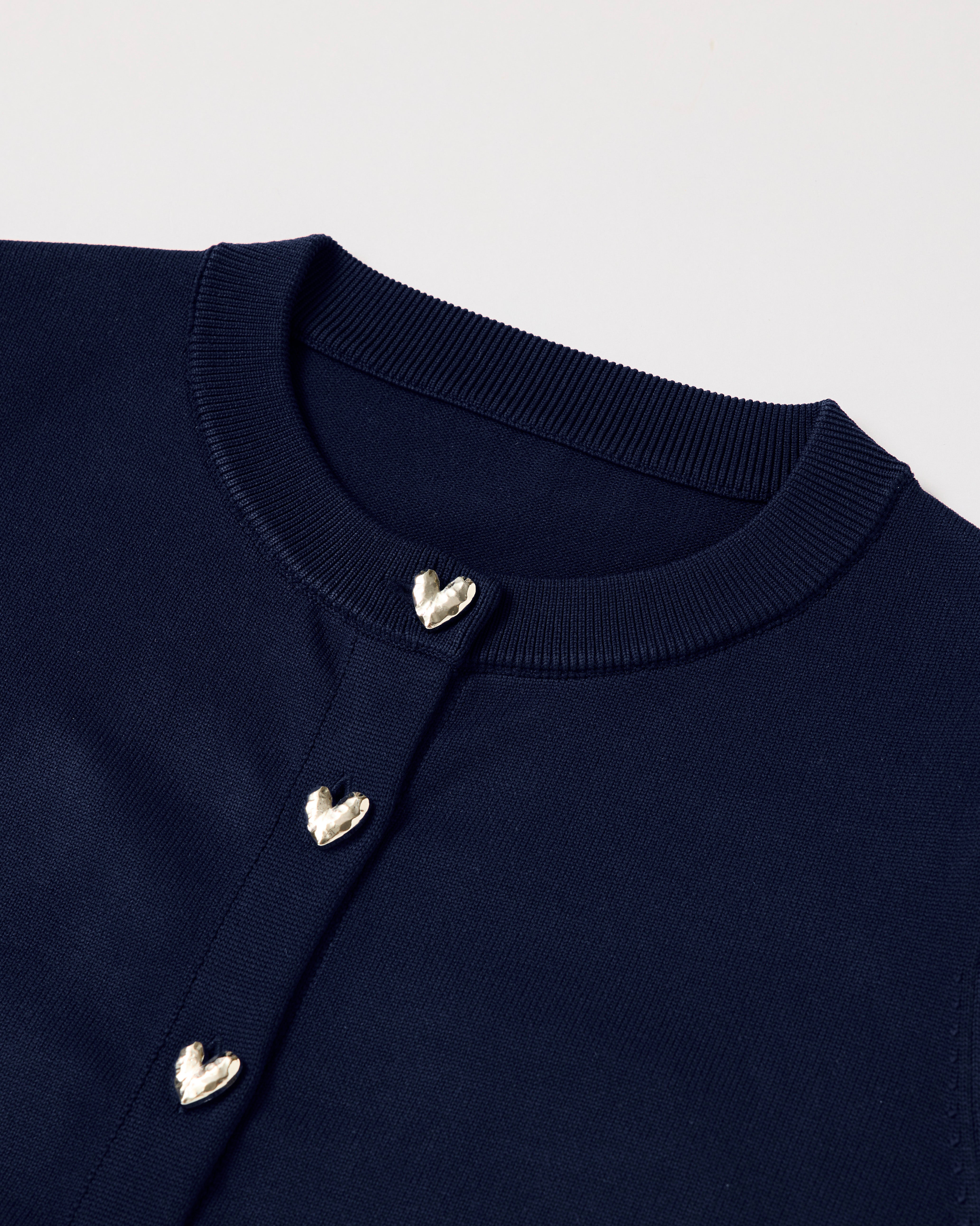 あさぎーにょ poppyハートボタンカーディガン（ネイビー） Heart button cardigan