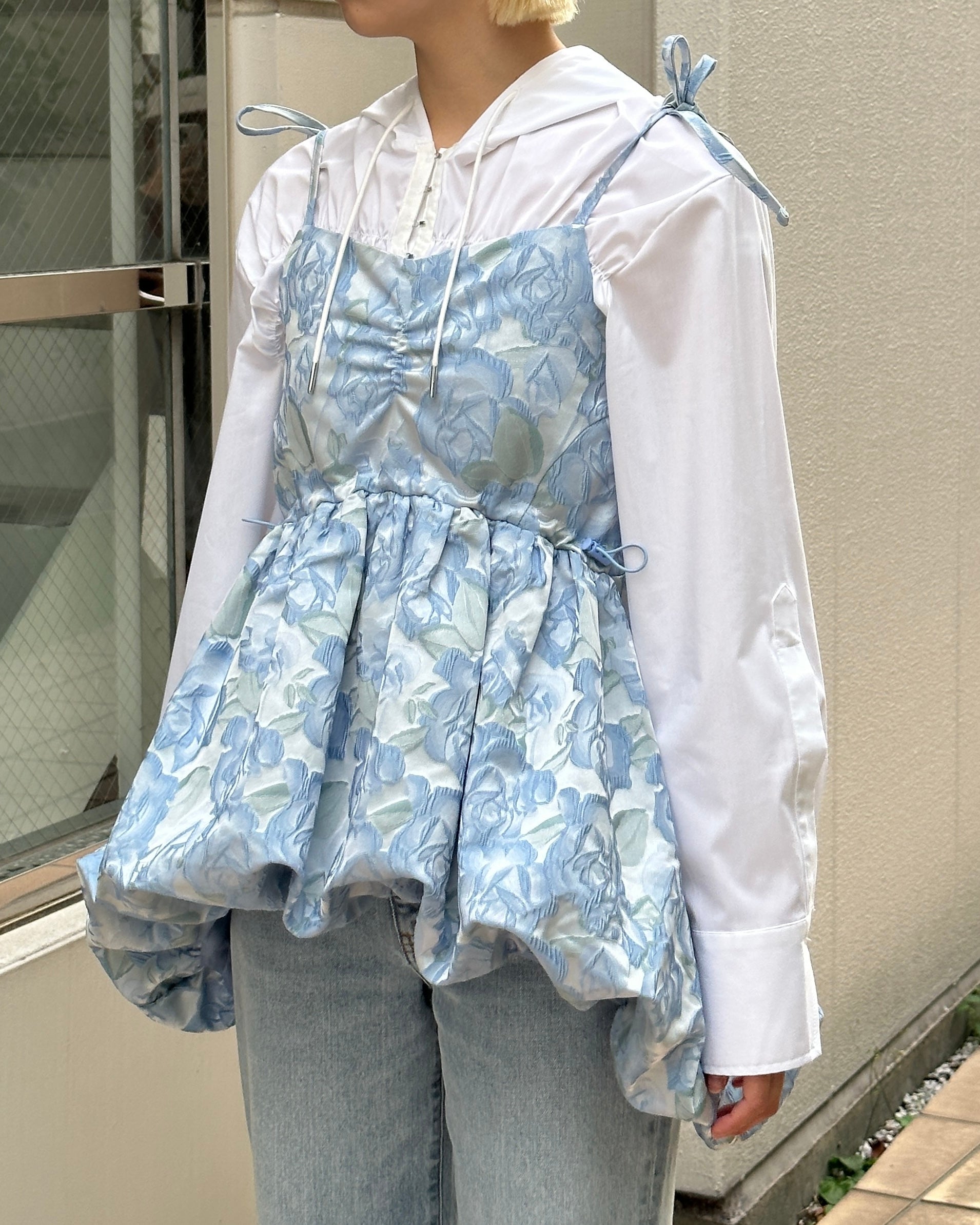 Balloon cami tunic (blue flower)