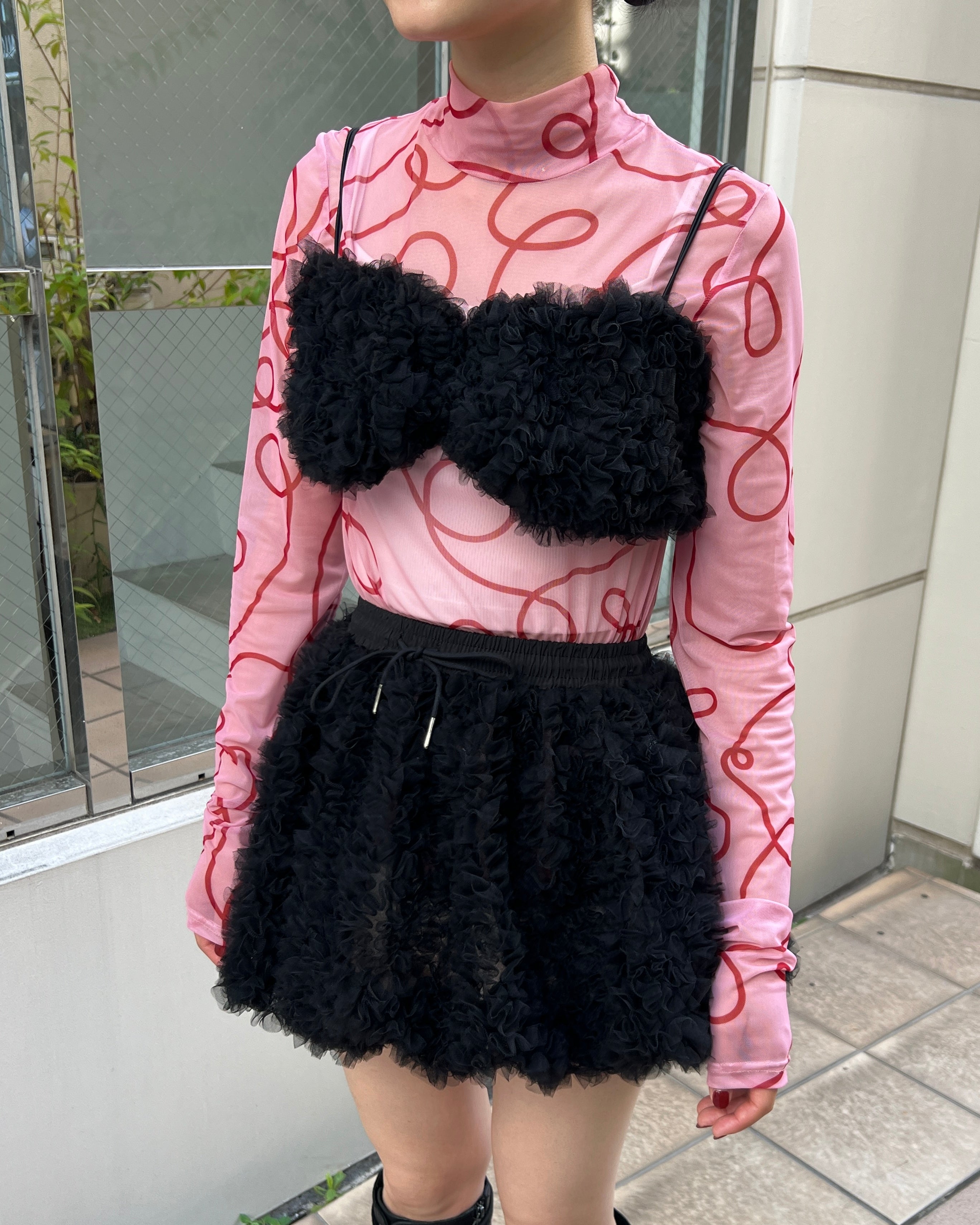 Tulle balloon mini skirt (black)